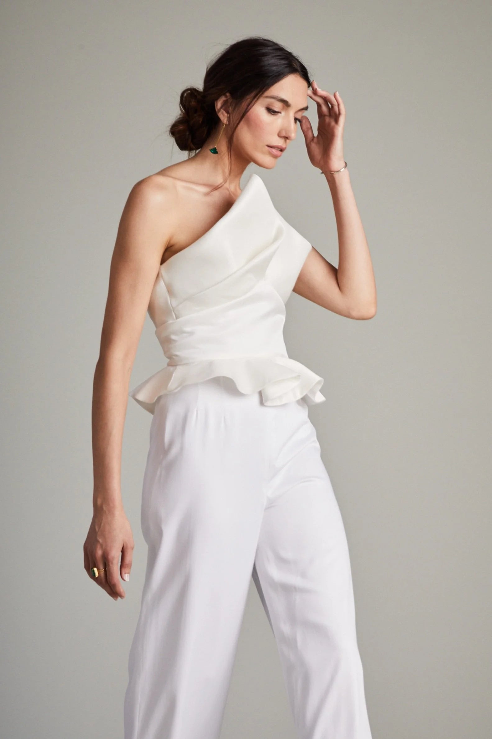 White Zaha Bodice with Wide Leg Trousers