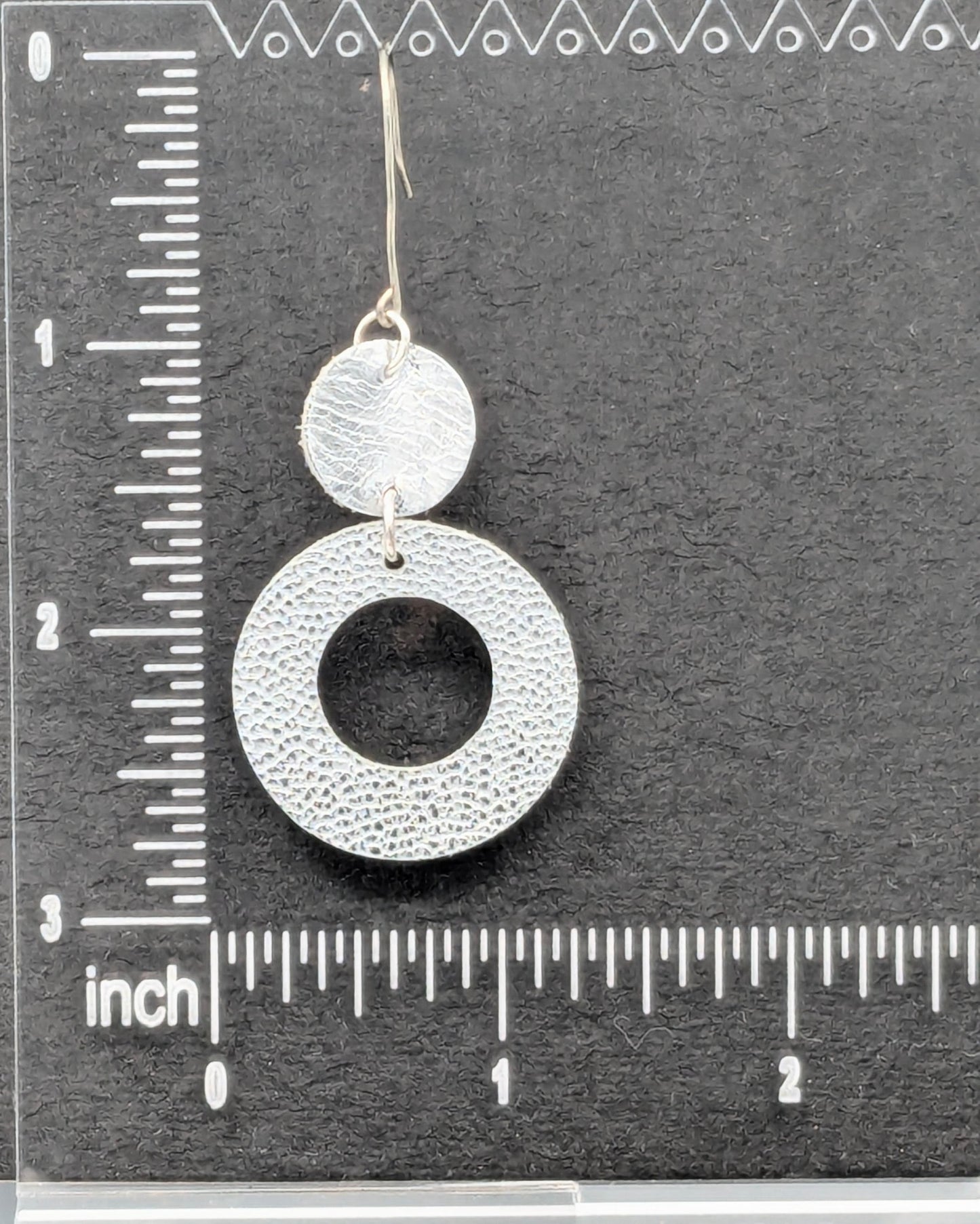 Silver Circles Series: One-of-a-Kind Dual-Texture Italian Leather Earrings