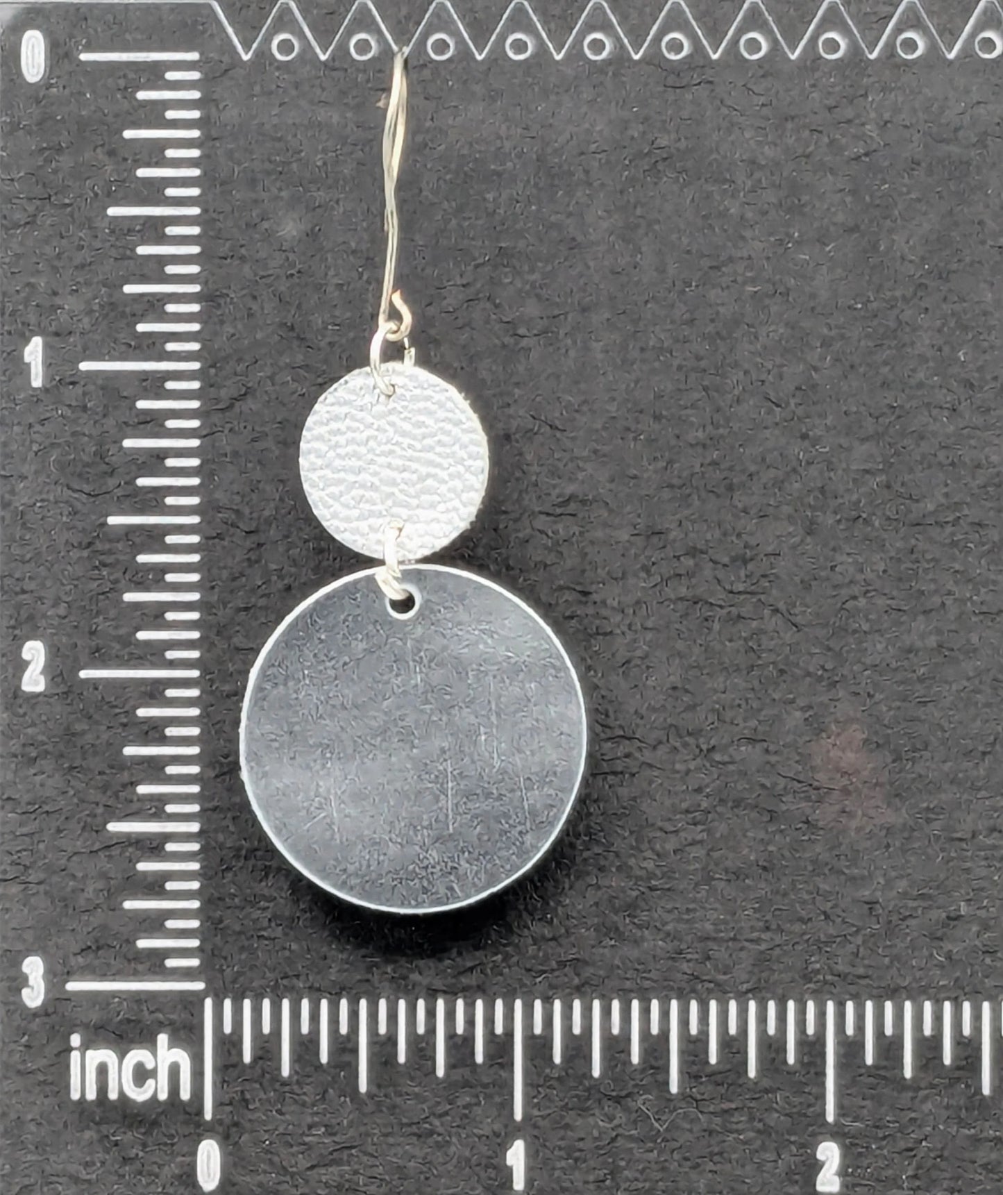 Silver Circles Series: One-of-a-Kind Contrast-Finish Italian Leather Earrings