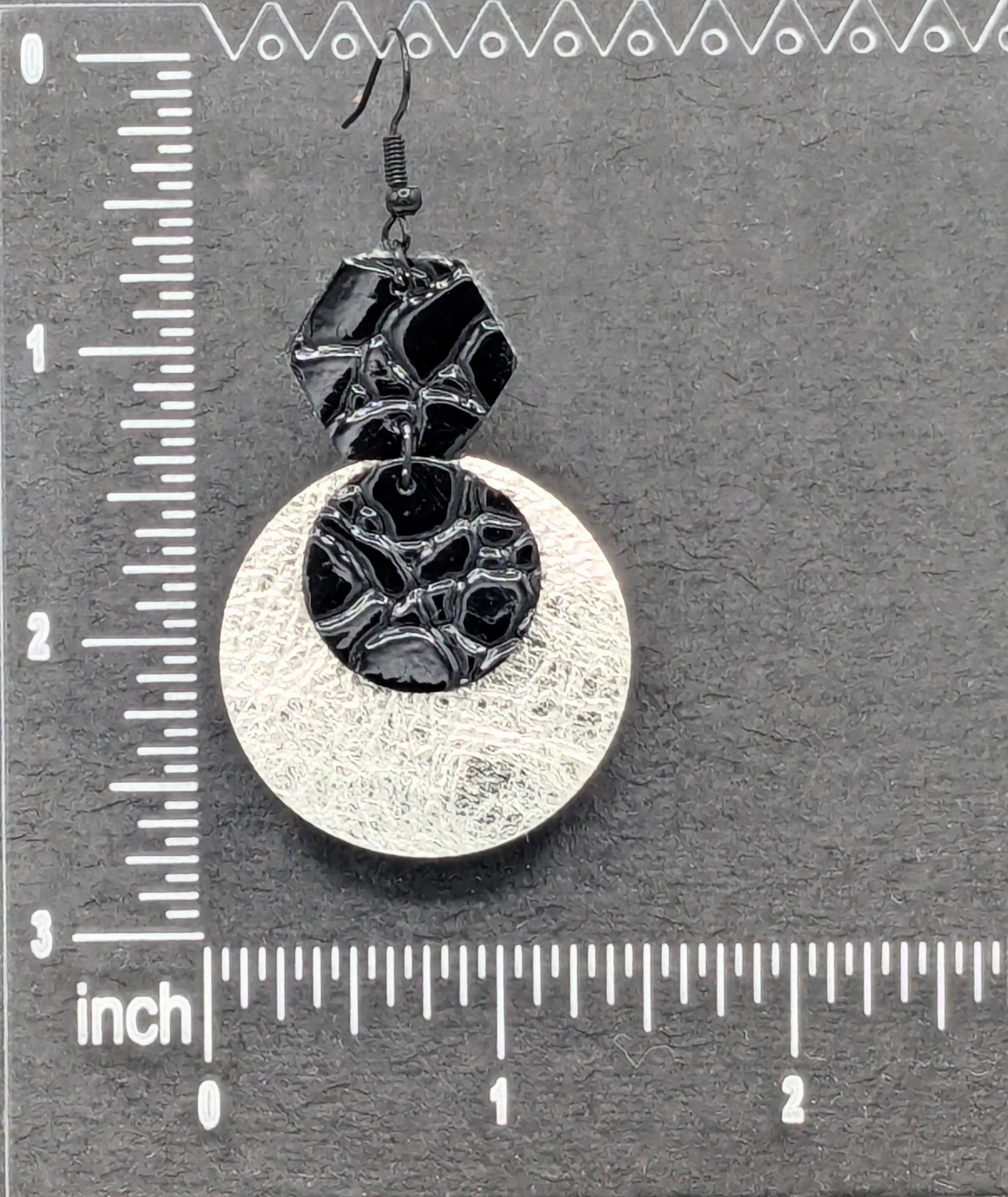 Silver Circles Series: One-of-a-Kind Mixed Material Statement Earrings