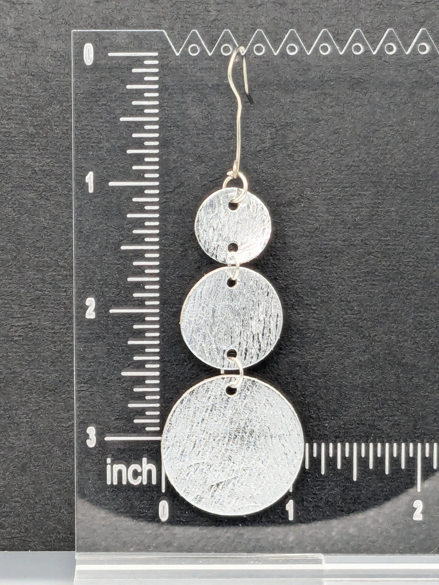 Silver Circles Series: One-of-a-Kind Textured Italian Leather Earrings