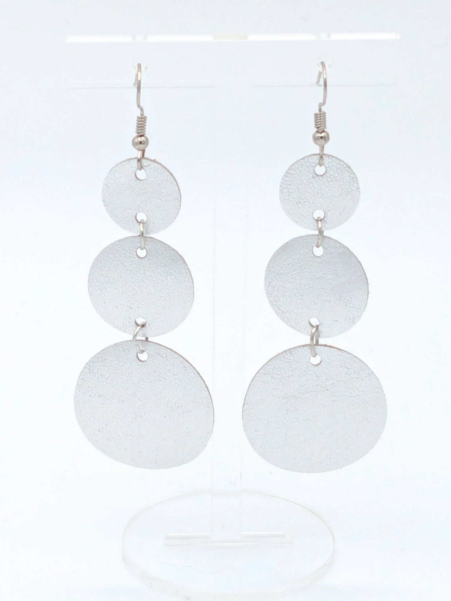 Silver Circles Series: One-of-a-Kind Italian Leather Earrings