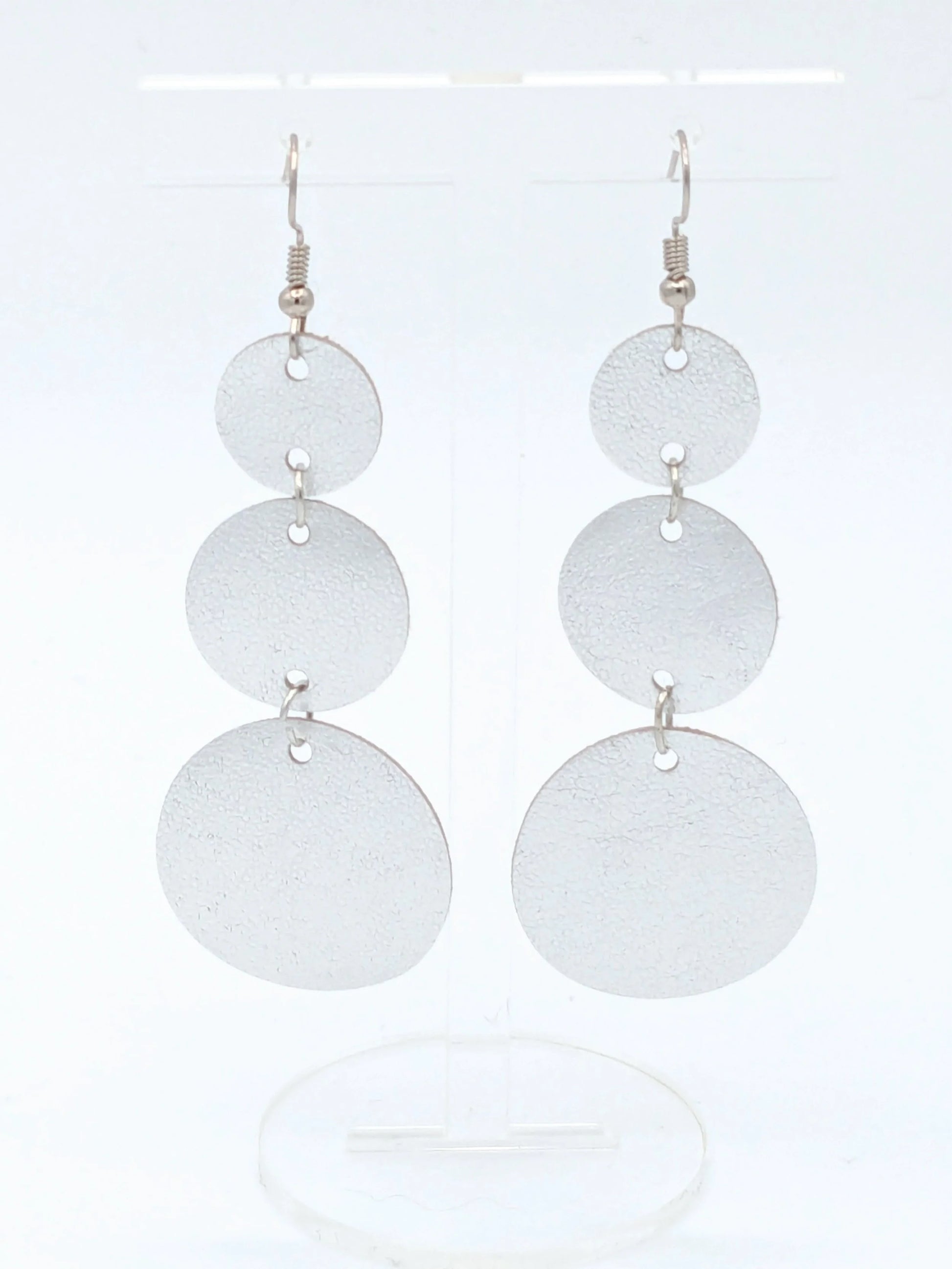 Silver Circles Series: One-of-a-Kind Italian Leather Earrings