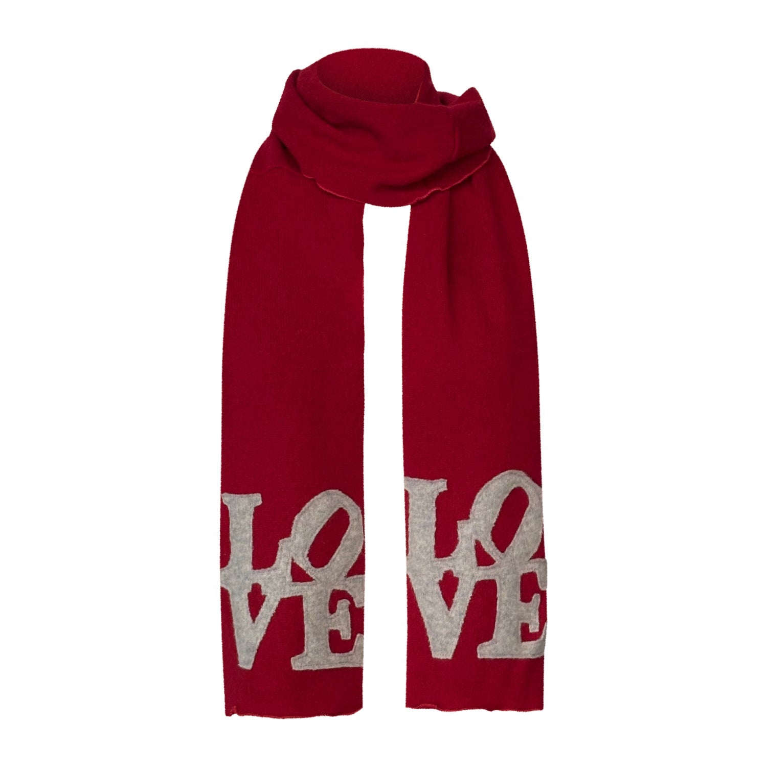 LOVE Scarf – Red with Grey Appliqué