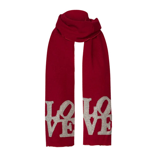 LOVE Scarf – Red with Grey Appliqué