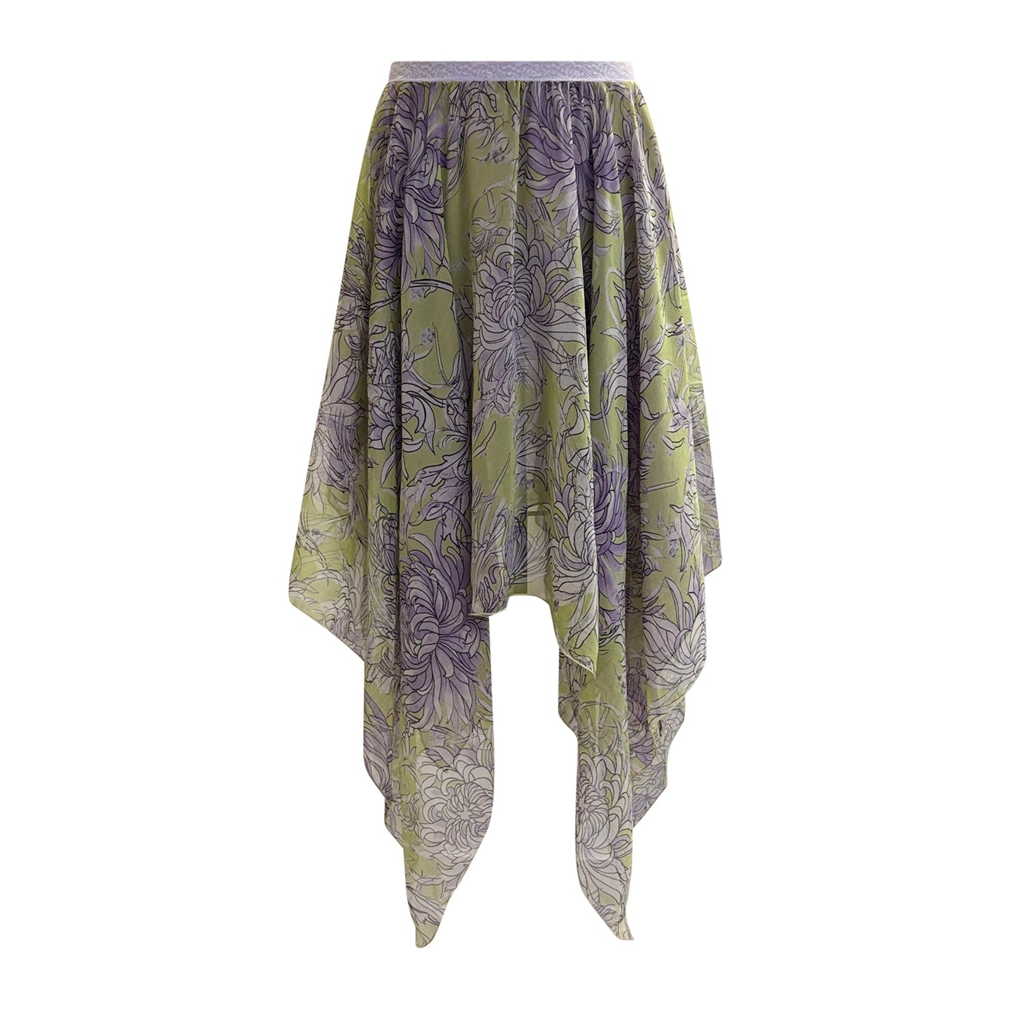 Carly Chrysanthemum Asymmetrical Skirt