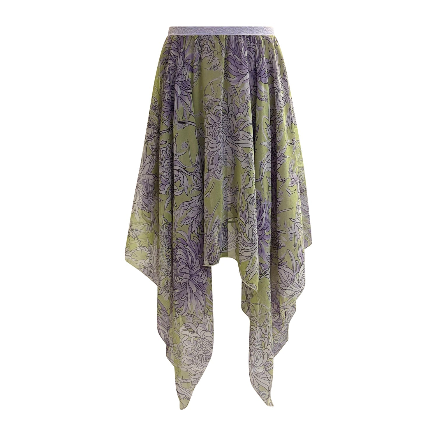 Carly Chrysanthemum Asymmetrical Skirt