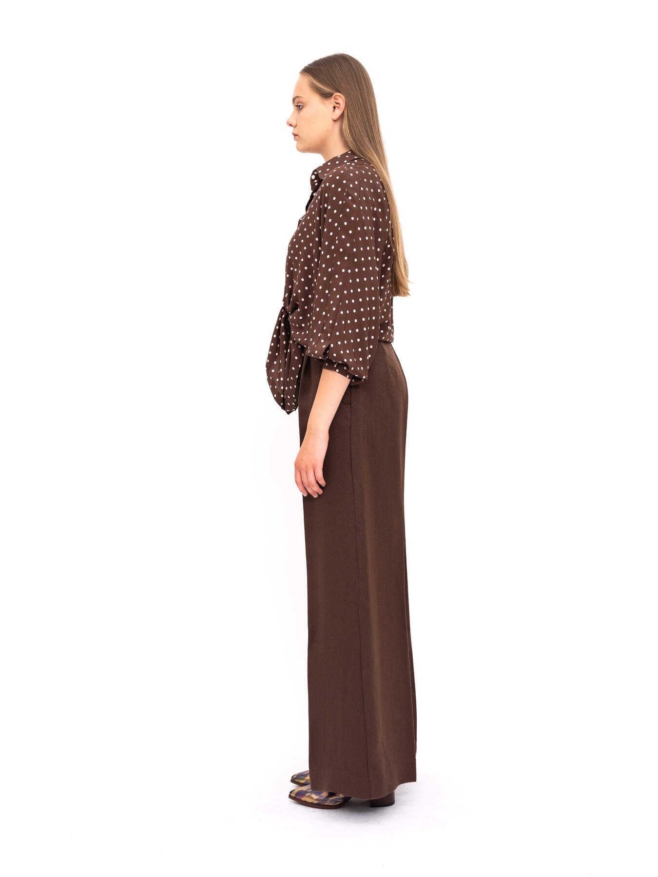 Blouse Brown Polka Dot
