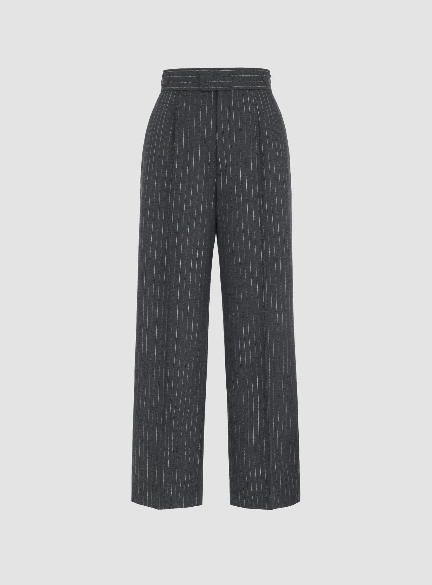 Pinstripe High-Waist Tailored Pants
