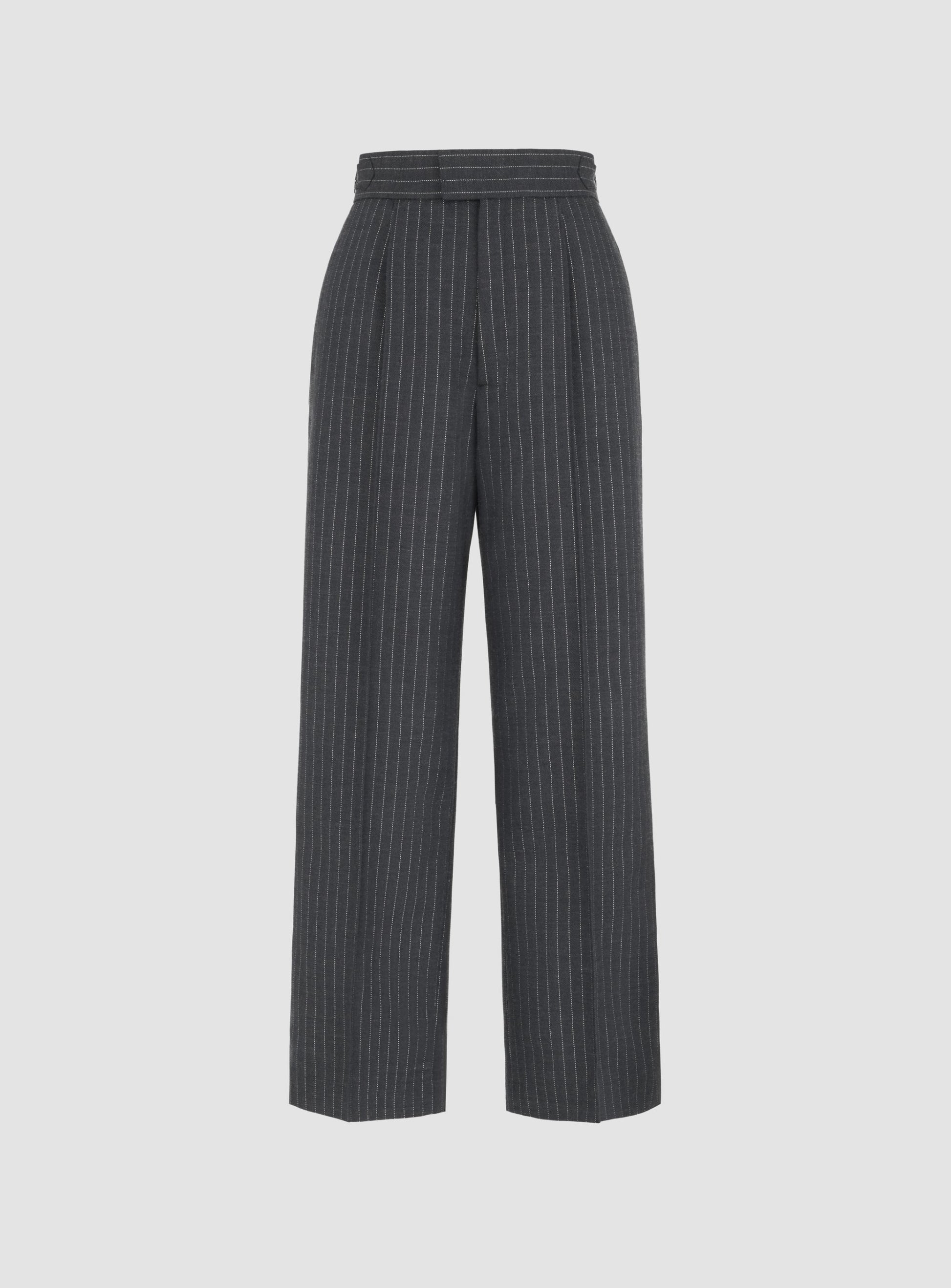 Pinstripe High-Waist Tailored Pants