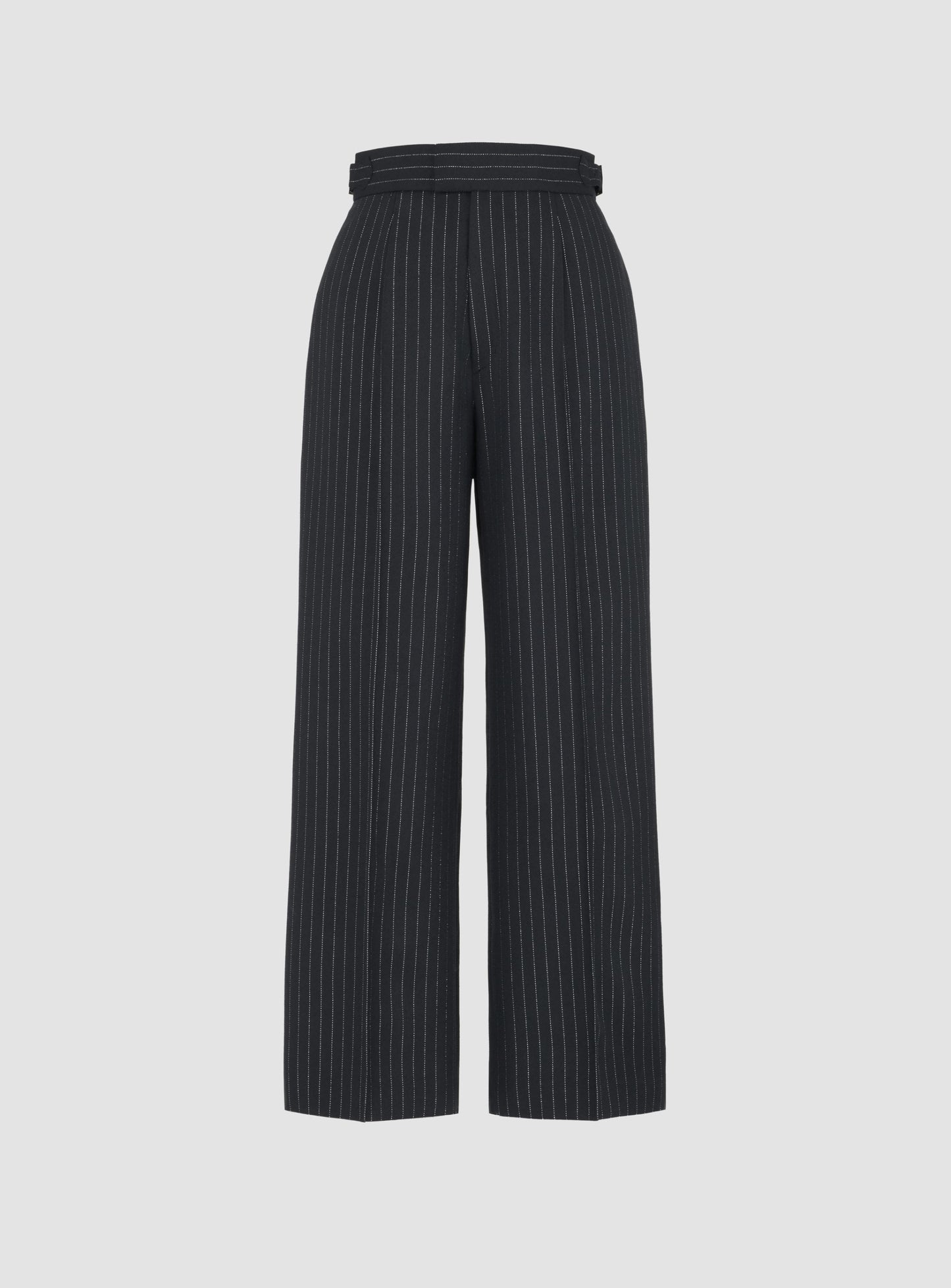 Pinstripe High-Waist Tailored Pants