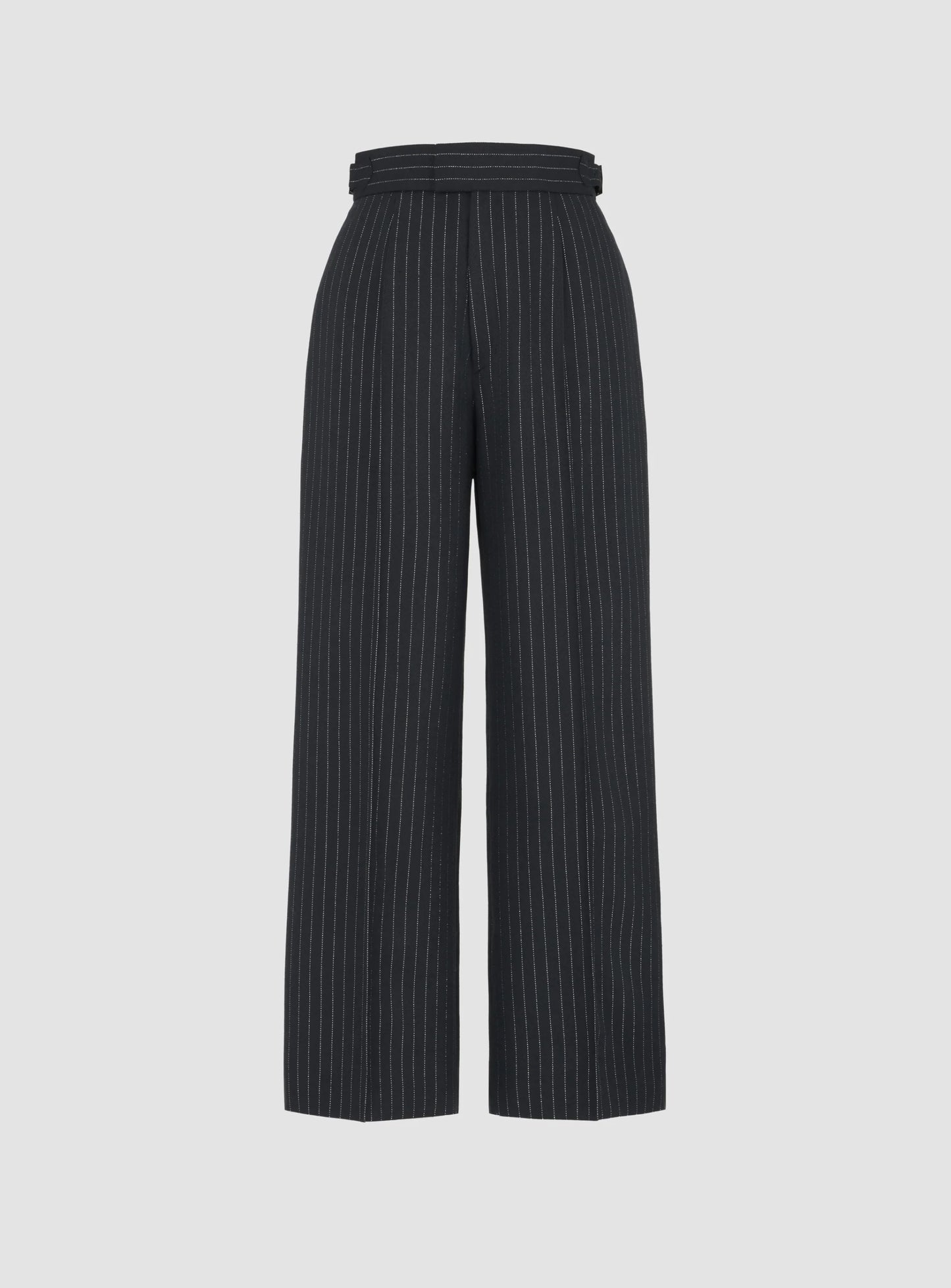 Pinstripe High-Waist Tailored Pants