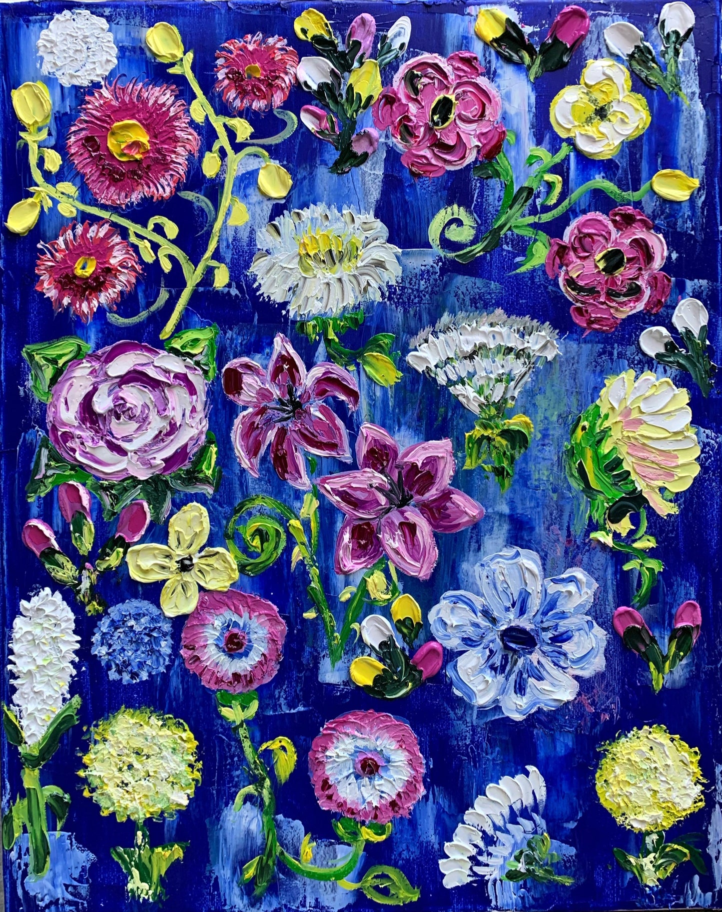 Silk Dress Sequins "Blue Garden of Georgia"