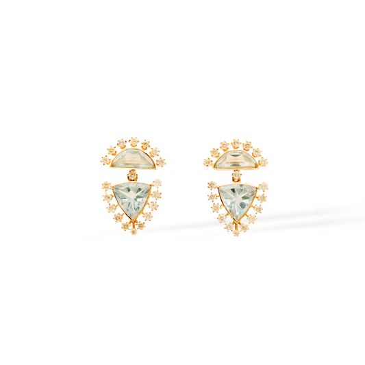 14K Yellow Gold Celestine Prism Sky Blue Topaz Earrings