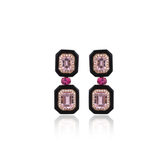 14K Yellow Gold Noir Rose’ Earrings