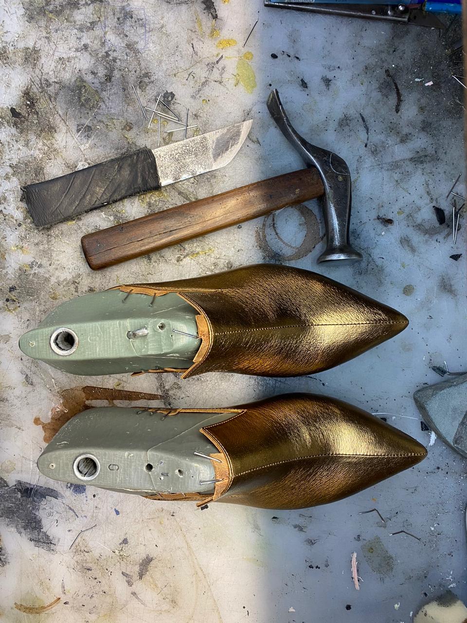 Handmade Mules Gold