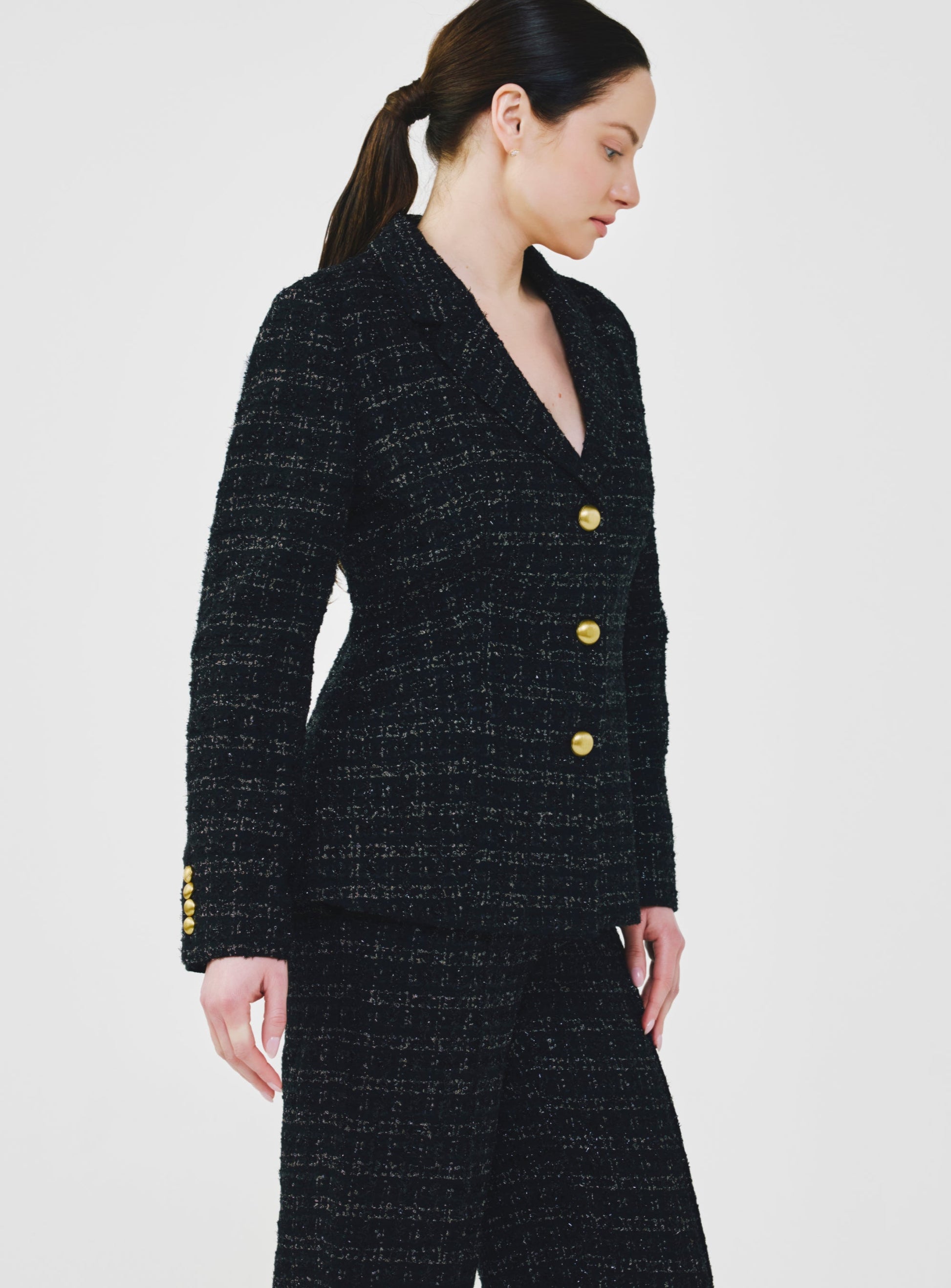 Single-Breasted Fancy Tweed Jacket
