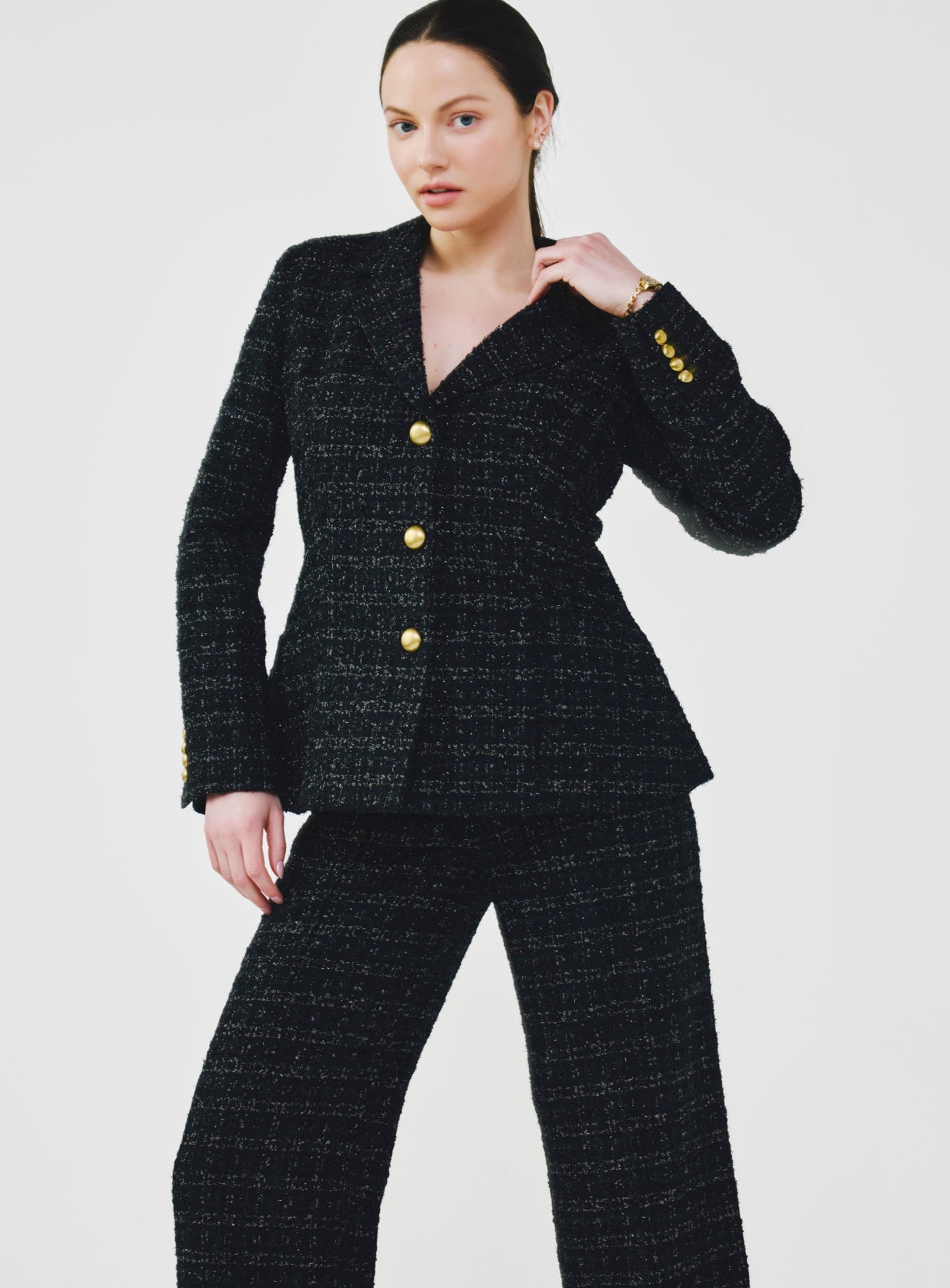 Single-Breasted Fancy Tweed Jacket