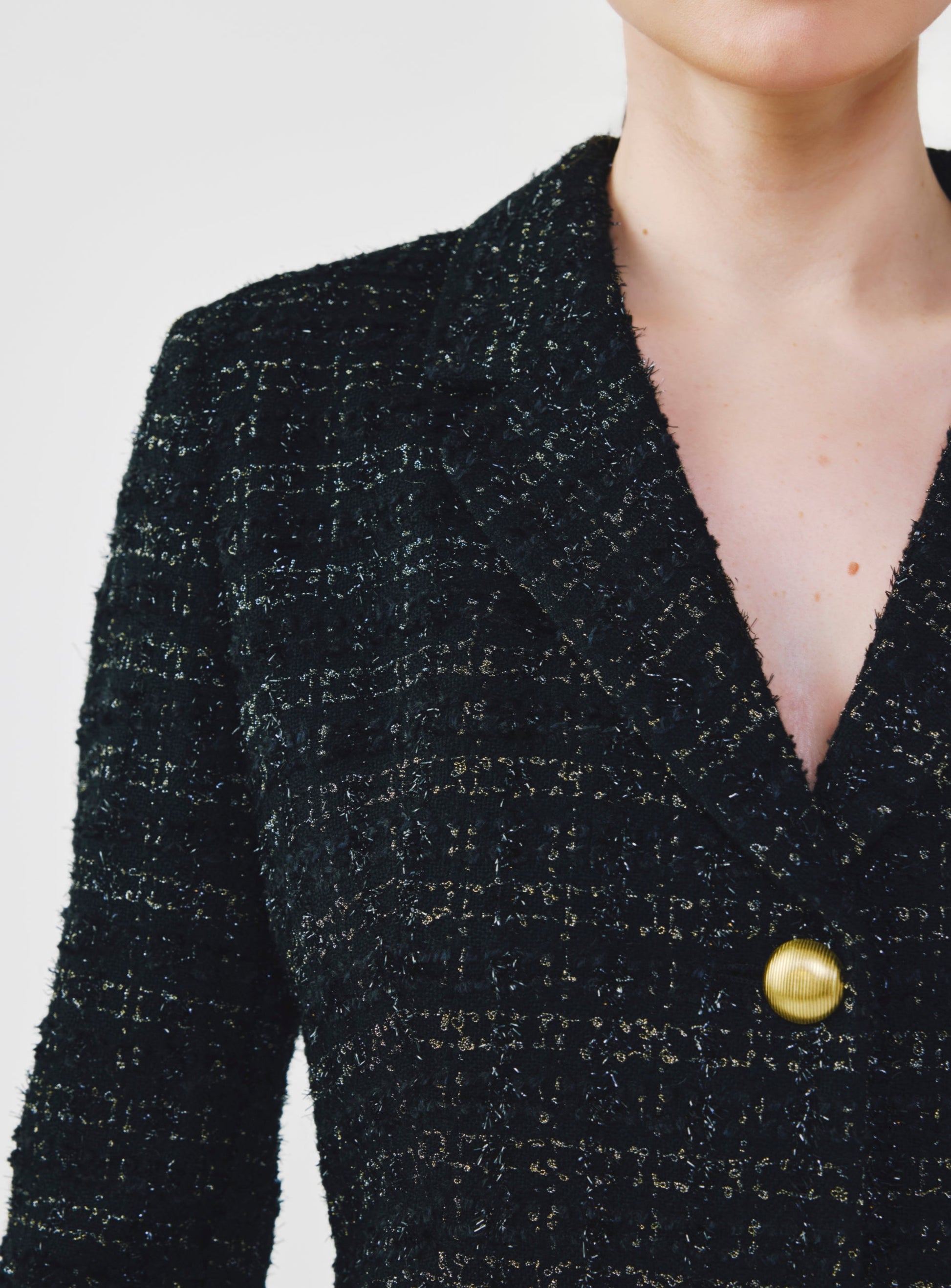 Single-Breasted Fancy Tweed Jacket