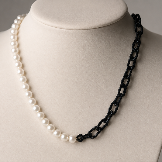 White Black Combo Links Pearl