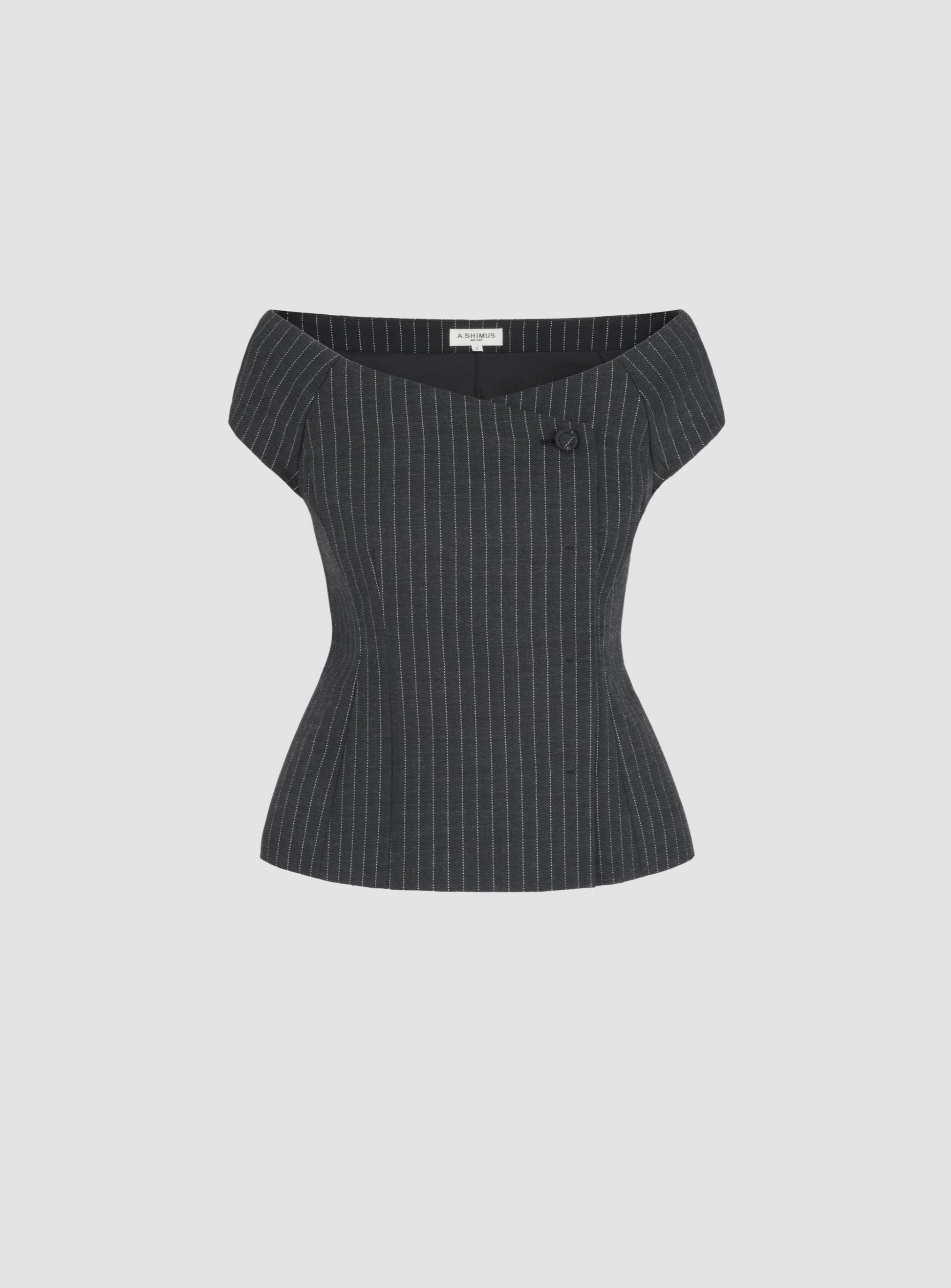 Tailored Pinstripe Bardot Top