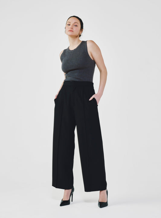 Wide Leg Pants with Elastic Waistband