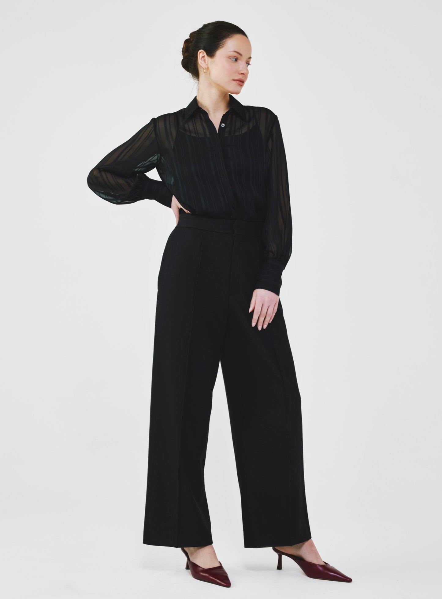 Wide Leg Pants with Elastic Waistband