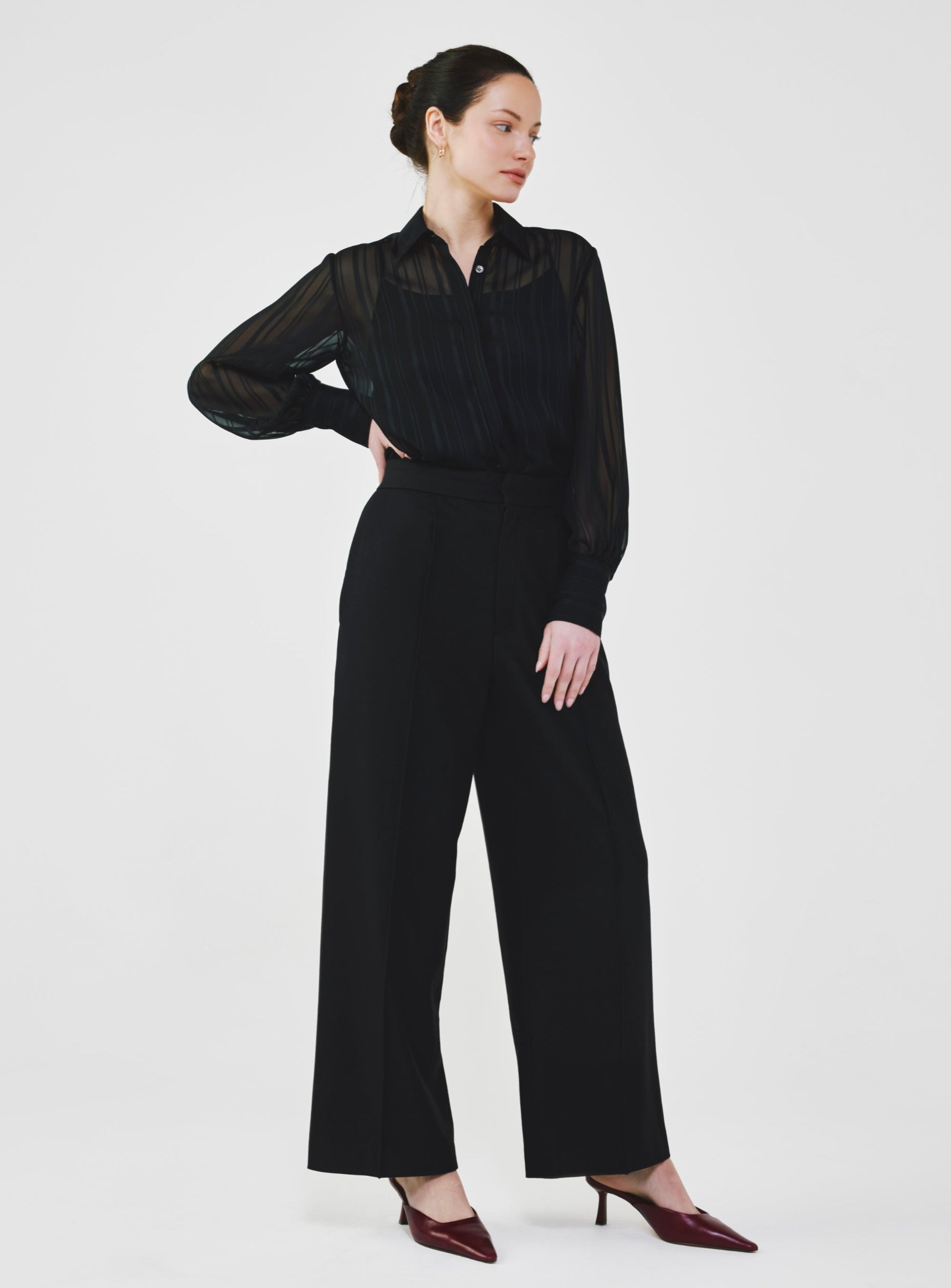 Wide Leg Pants with Elastic Waistband