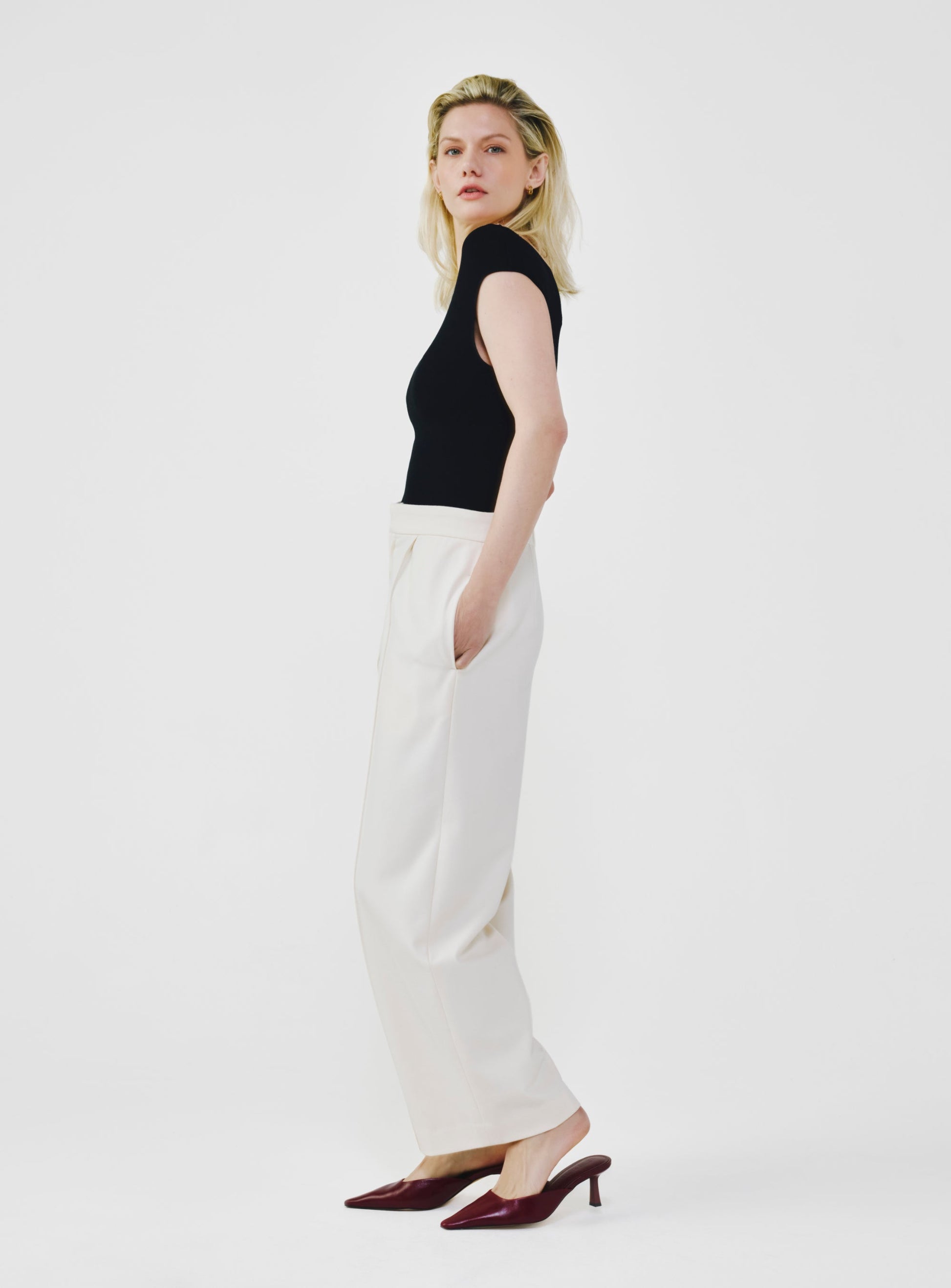 Wide Leg Pants with Elastic Waistband