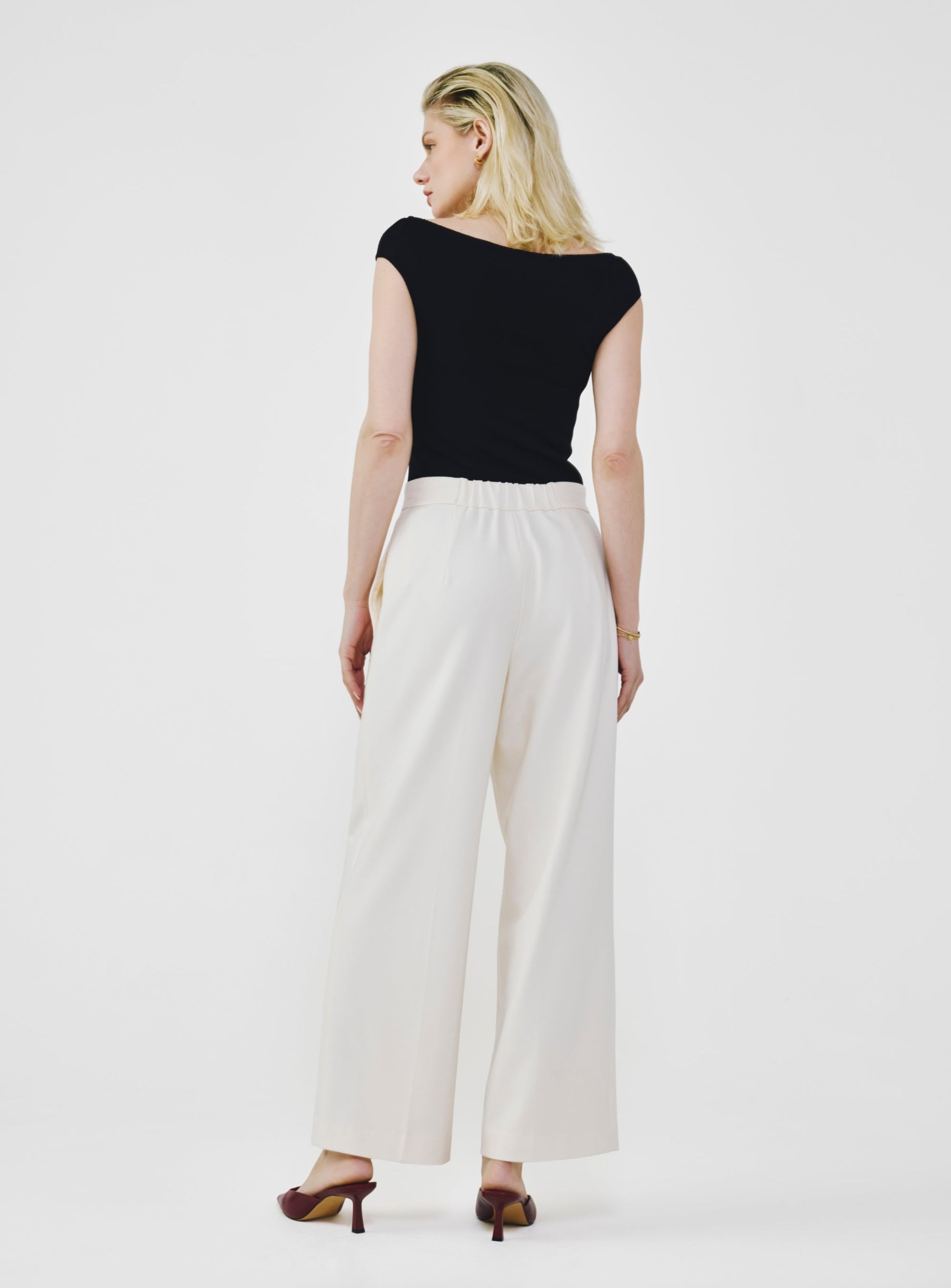 Wide Leg Pants with Elastic Waistband