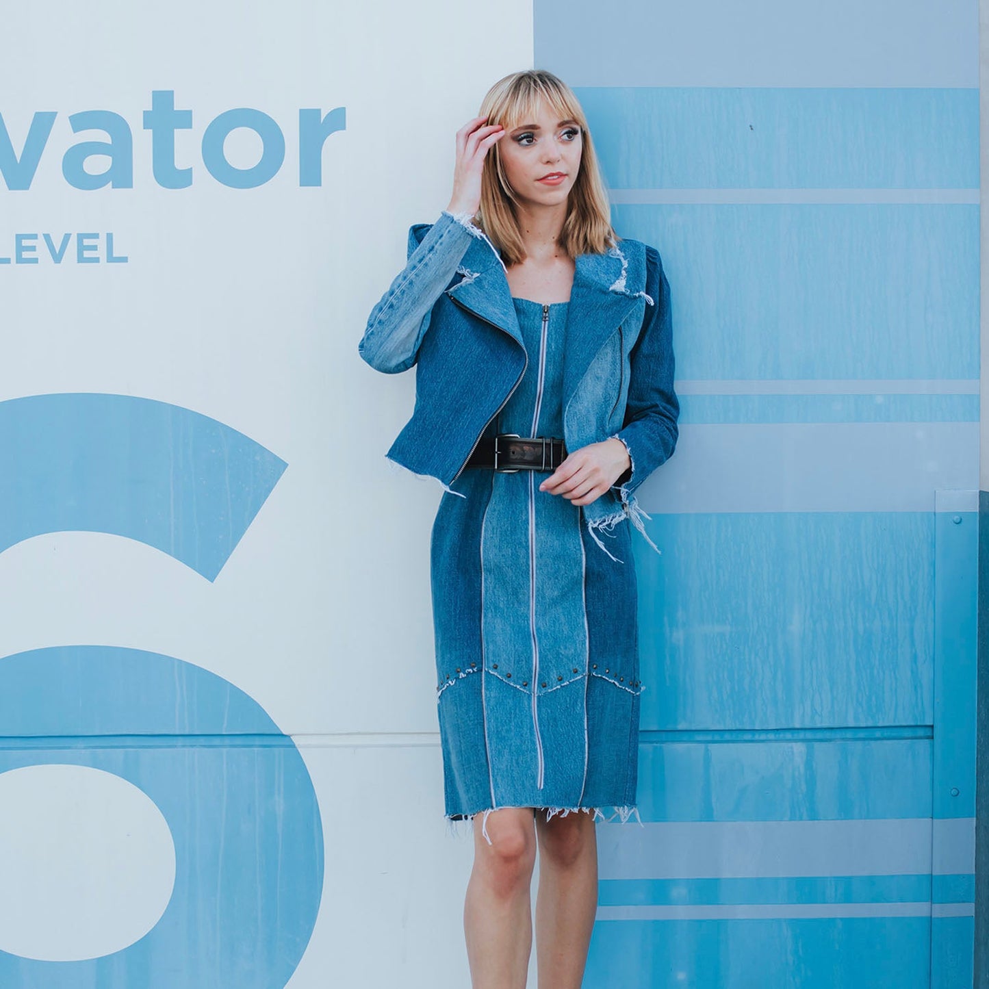 Sadie Dress – Two-Toned Denim Sheath
