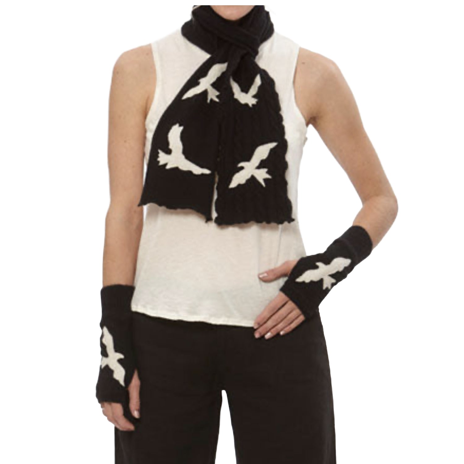 Birds Scarf-Black