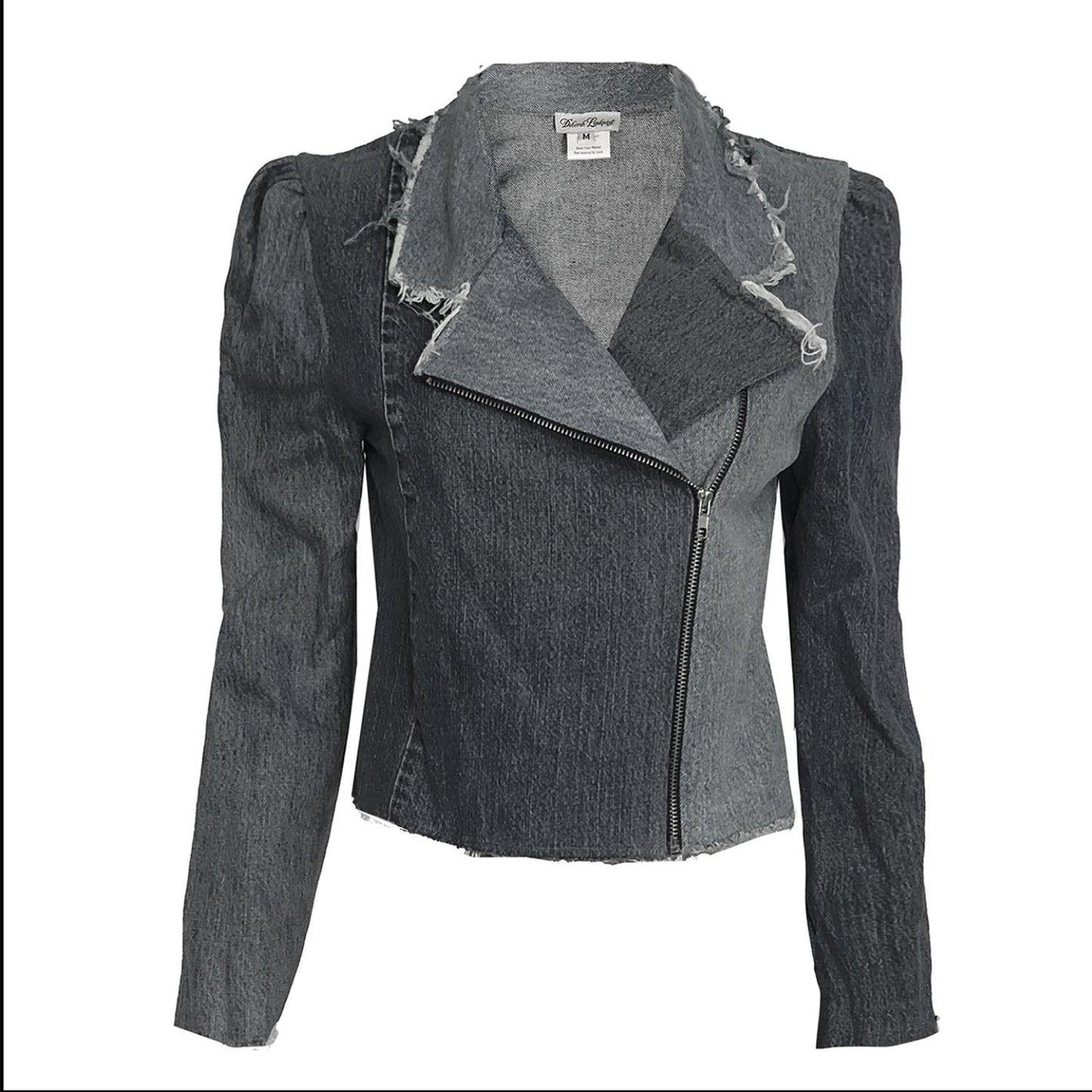 Angie Convertible Collar Moto Jacket -Distressed Black