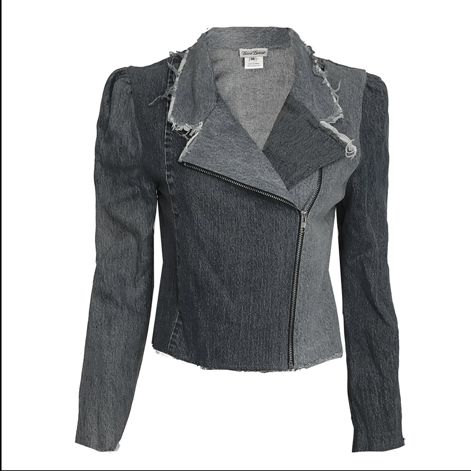 Angie Convertible Collar Moto Jacket -Distressed Black