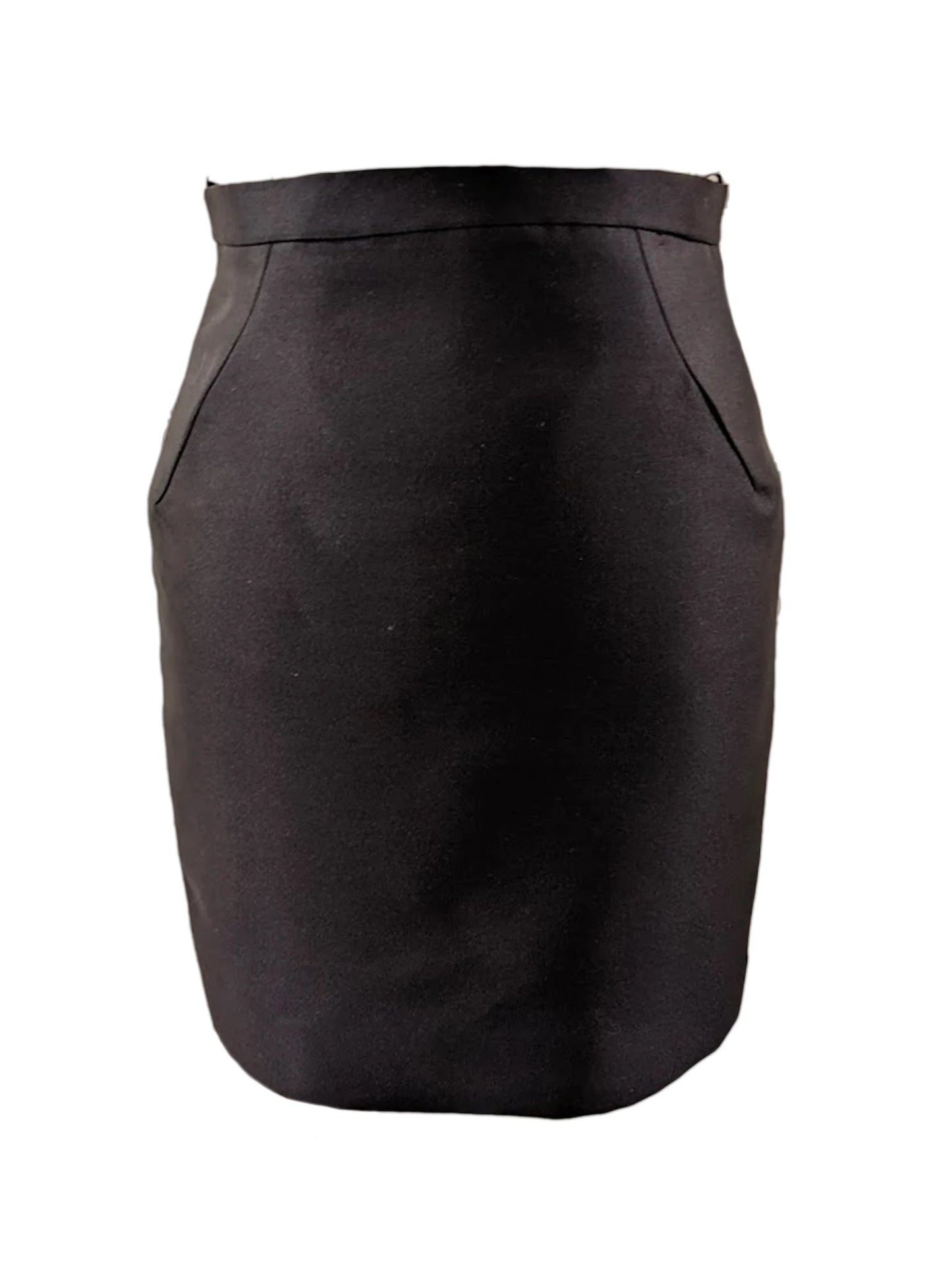 Black Silk Wool Pencil Skirt