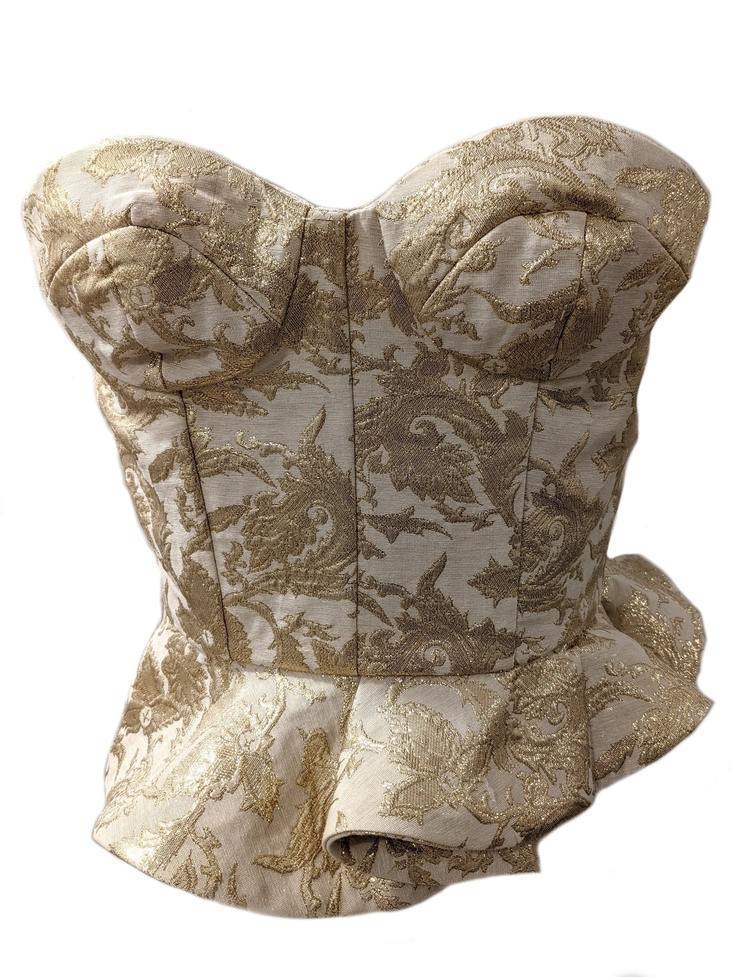 Gold Brocade Bustier with Peplum