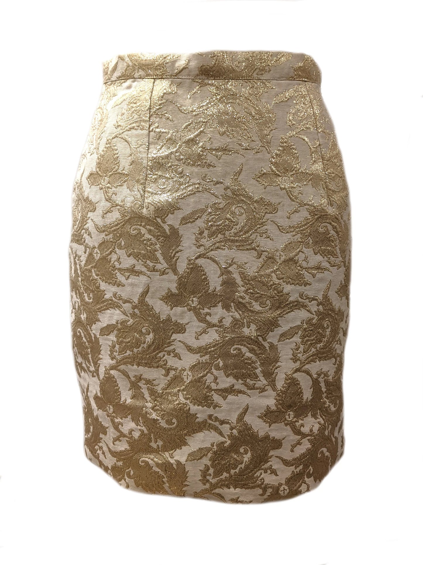 Gold Brocade Pencil Skirt - Size 2