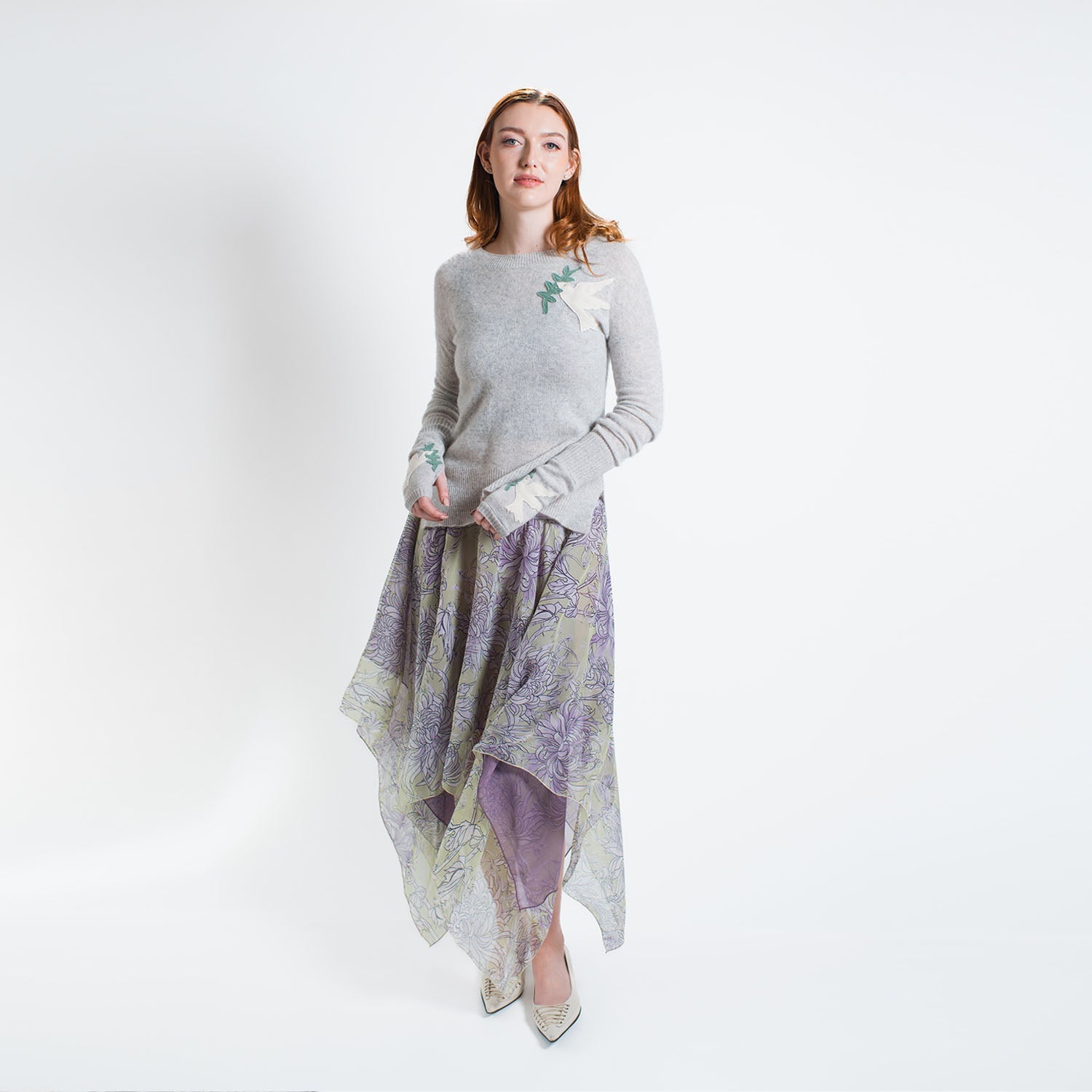 Carly Chrysanthemum Asymmetrical Skirt