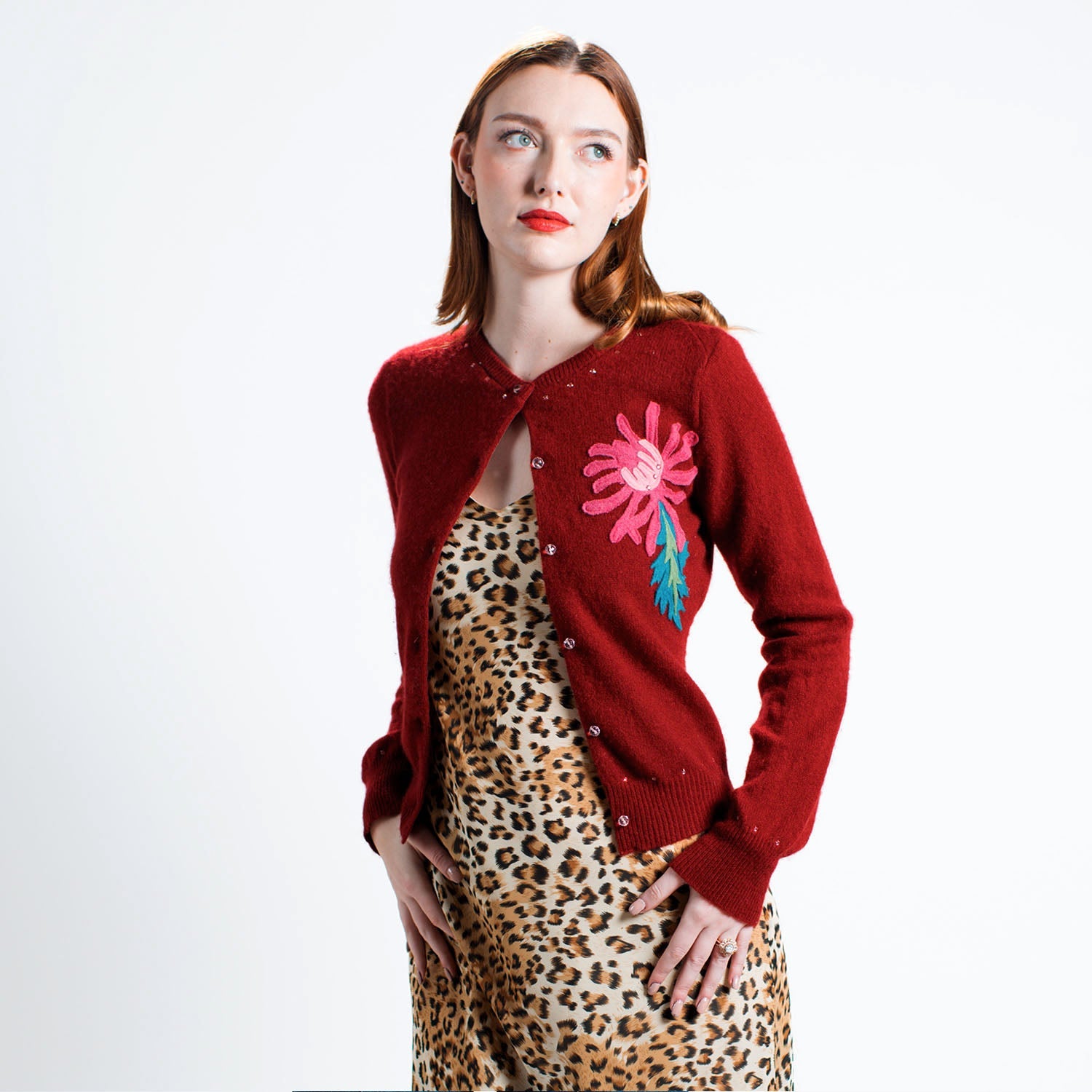 Chrysanthemum Cardigan-Claret