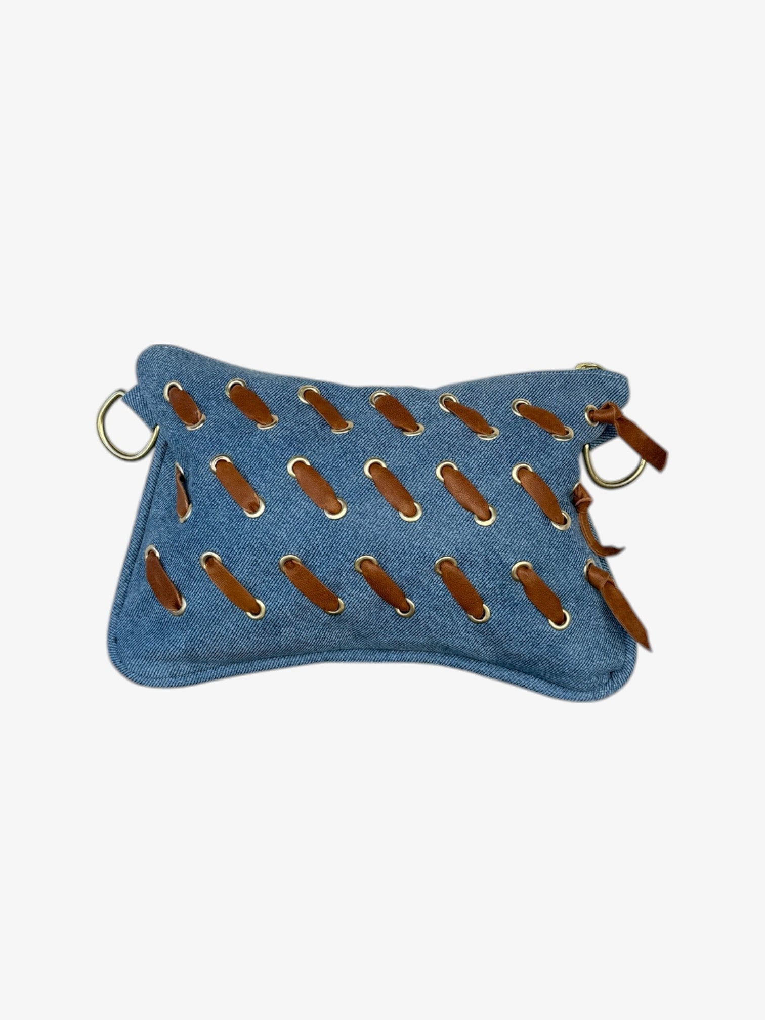 Alice Crossbody Bag, Brass Eyelet/Denim Printed Leather