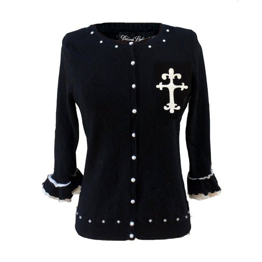 Ruffle Sleeved Cardigan-Cross