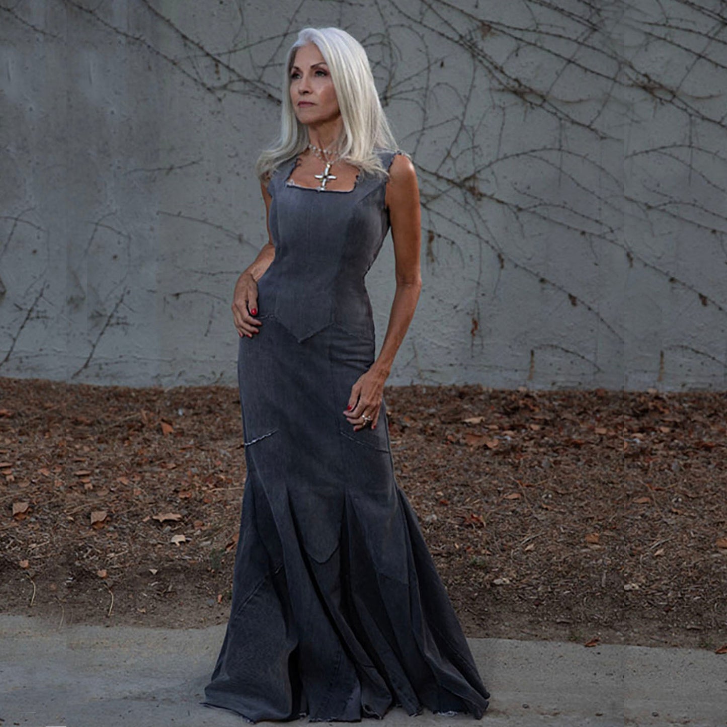Diana Dress-Distressed Black Mermaid Gown