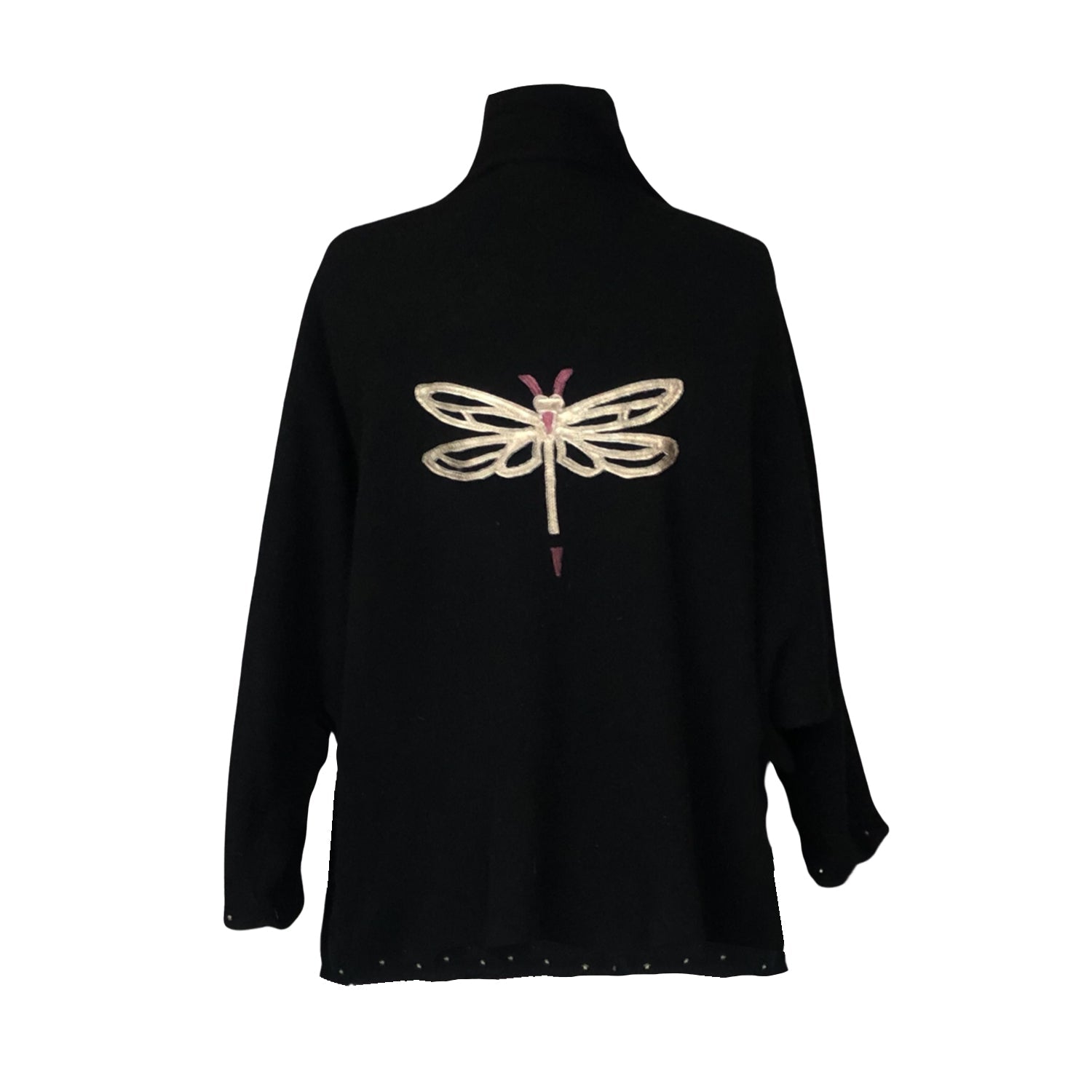Dragonfly Wrap Sweater – Black with Antique Gold