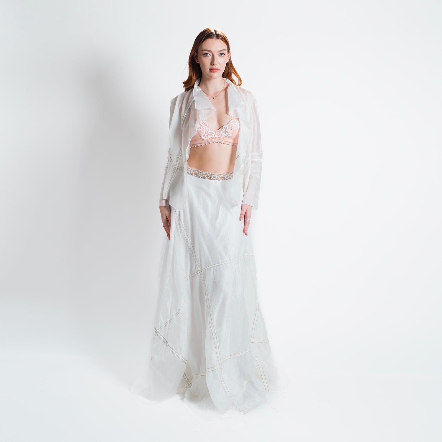 Elinor Flutter Front Jacket-White