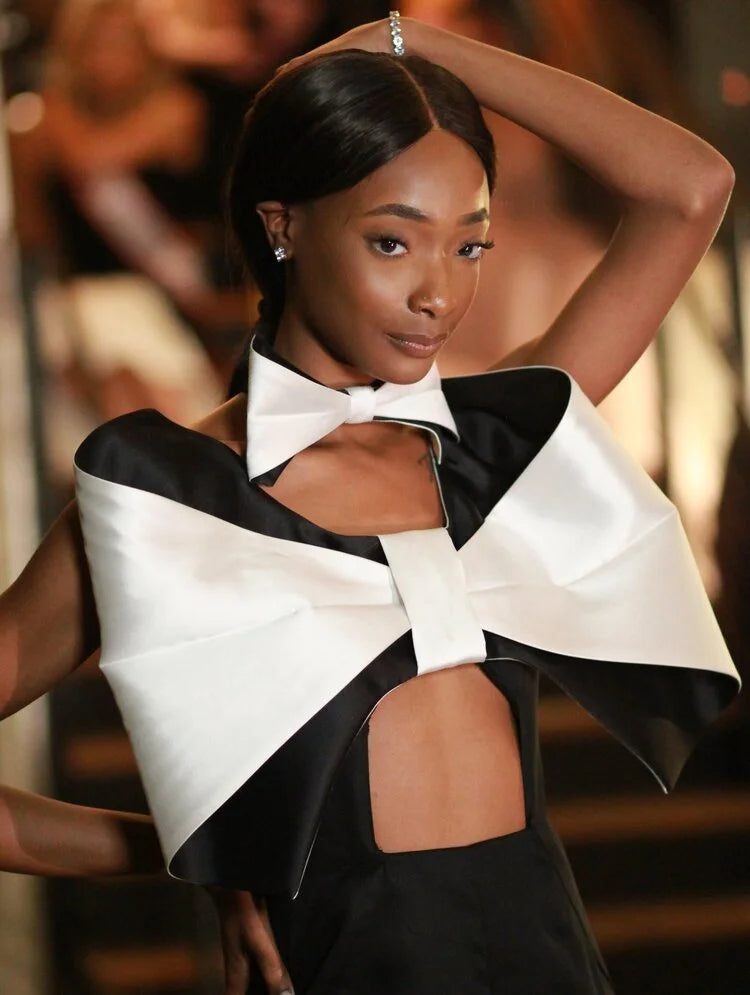 Black and White Bow Jumpsuit