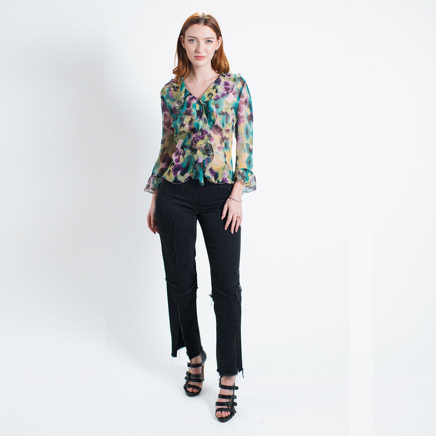 Monet Floral Flounce Blouse