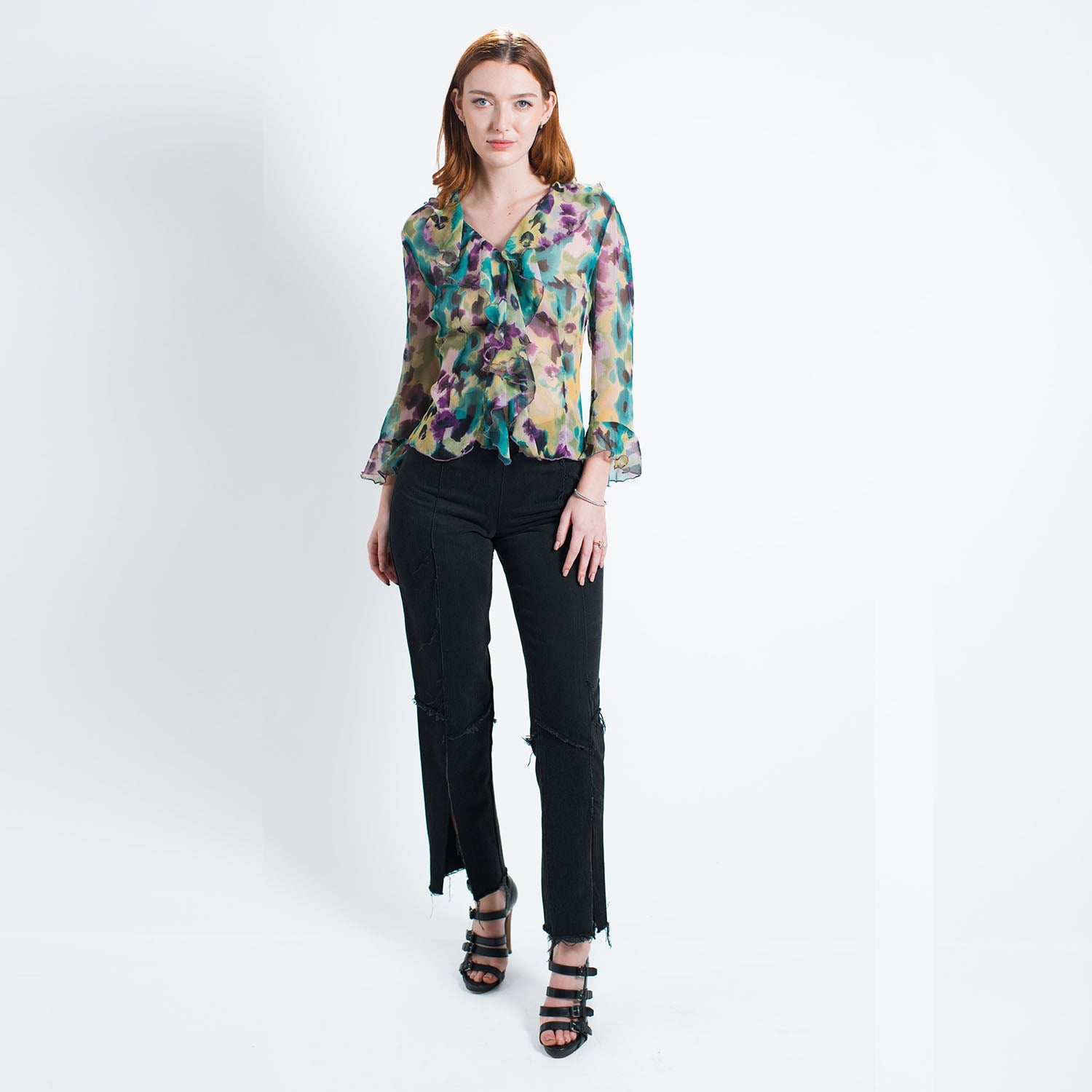 Monet Floral Flounce Blouse