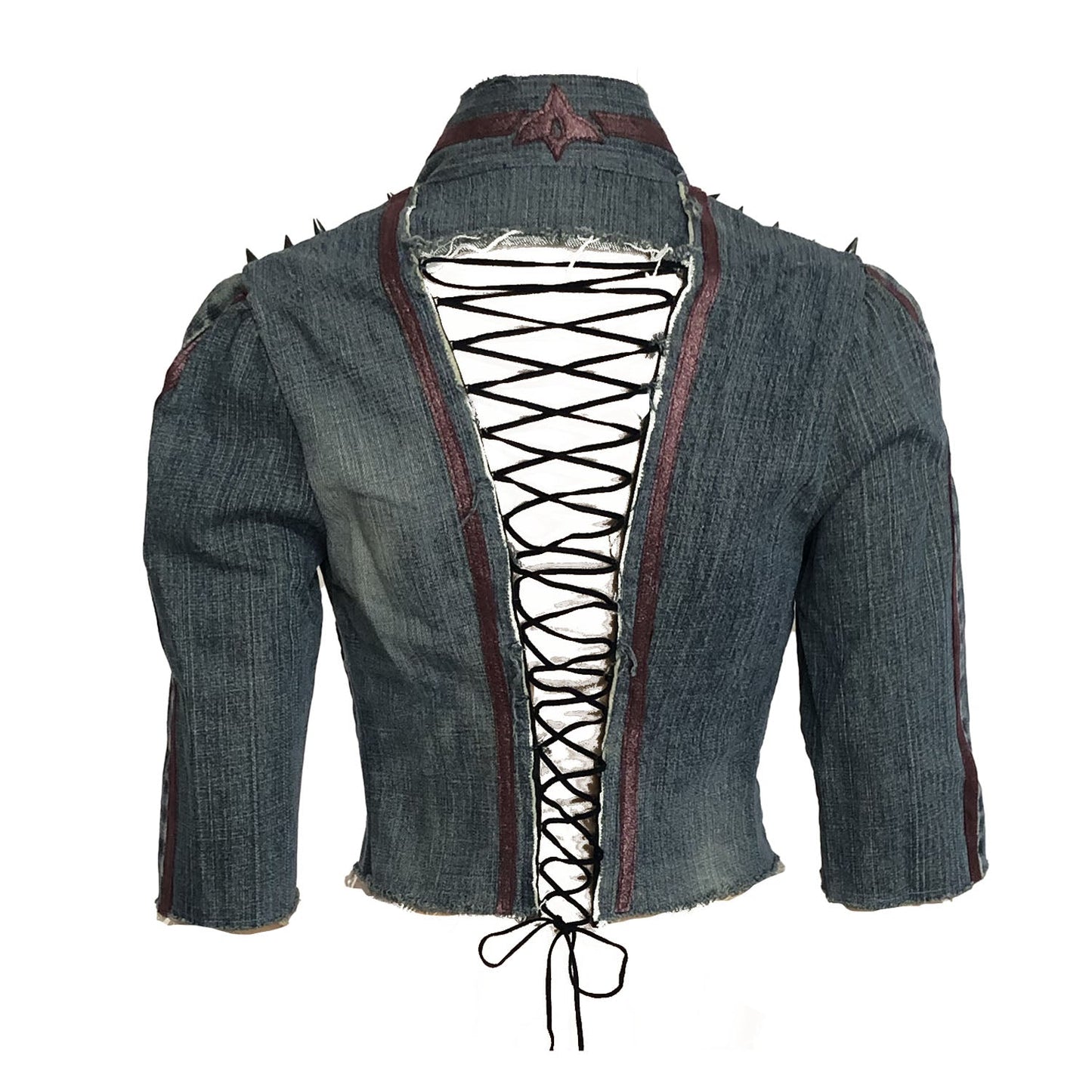 Gwendolyn Jacket — Denim with Leather Appliqué