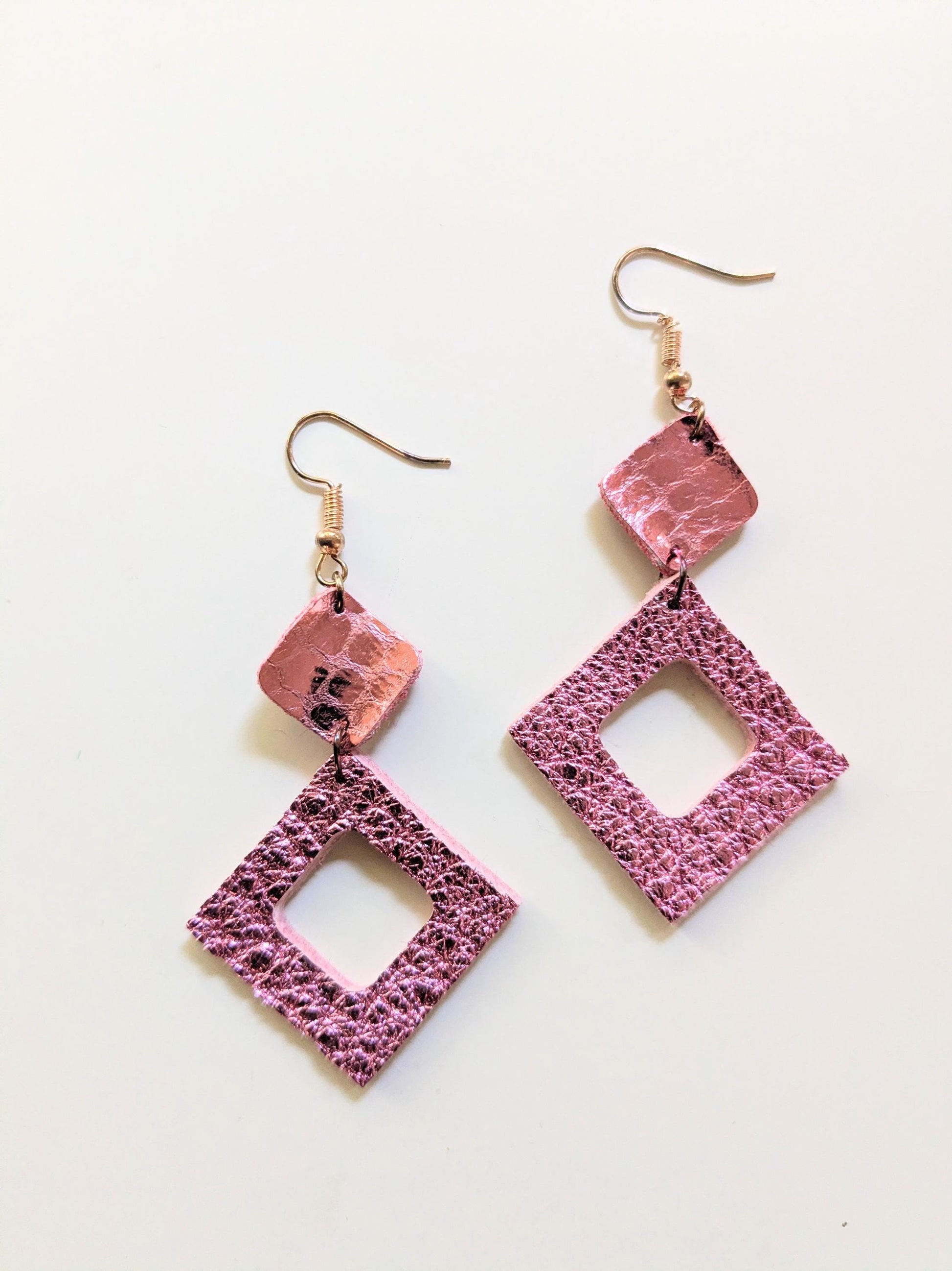Metallic Gold Zero Waste Leather Earrings