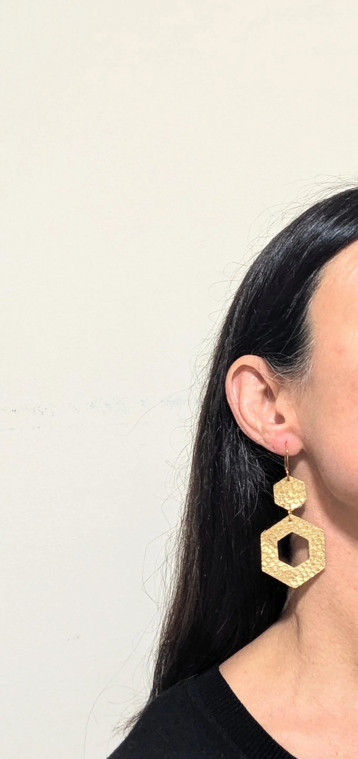 Metallic Gold Zero Waste Embossed Leather Earrings